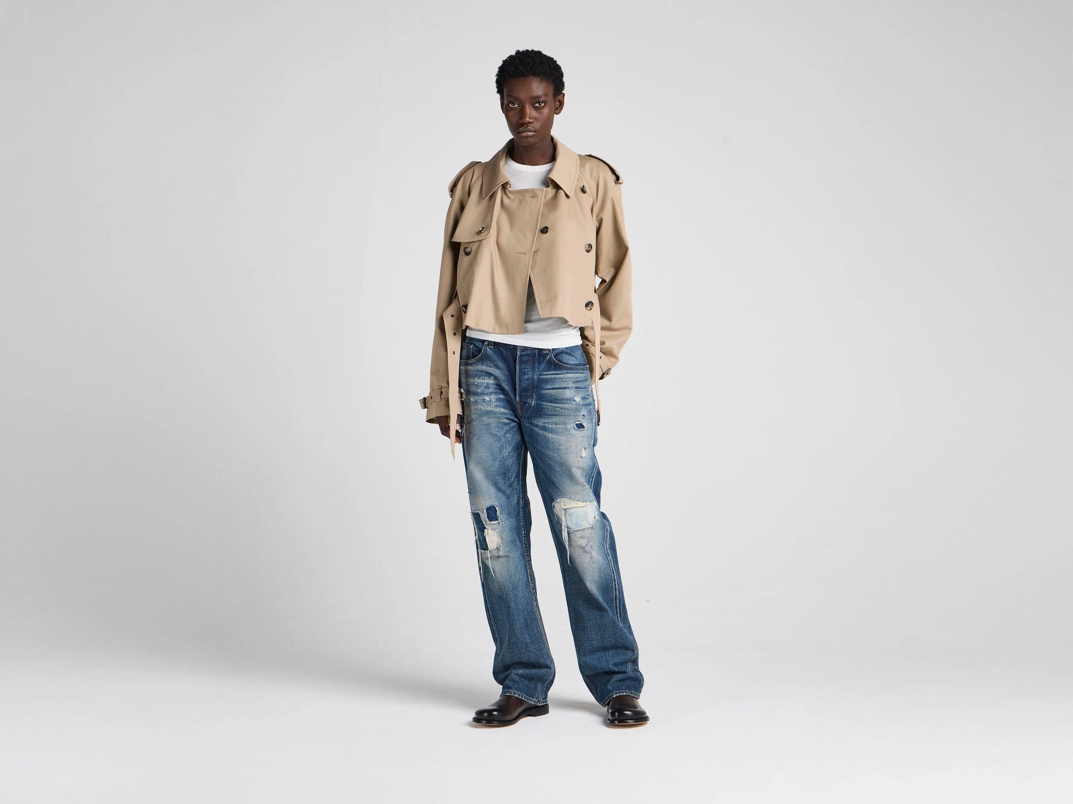 WOMENS STRAIGHT LEG DENIM JEANS IN DARK BLUE sold by J.W. Anderson product image thumbnail 3