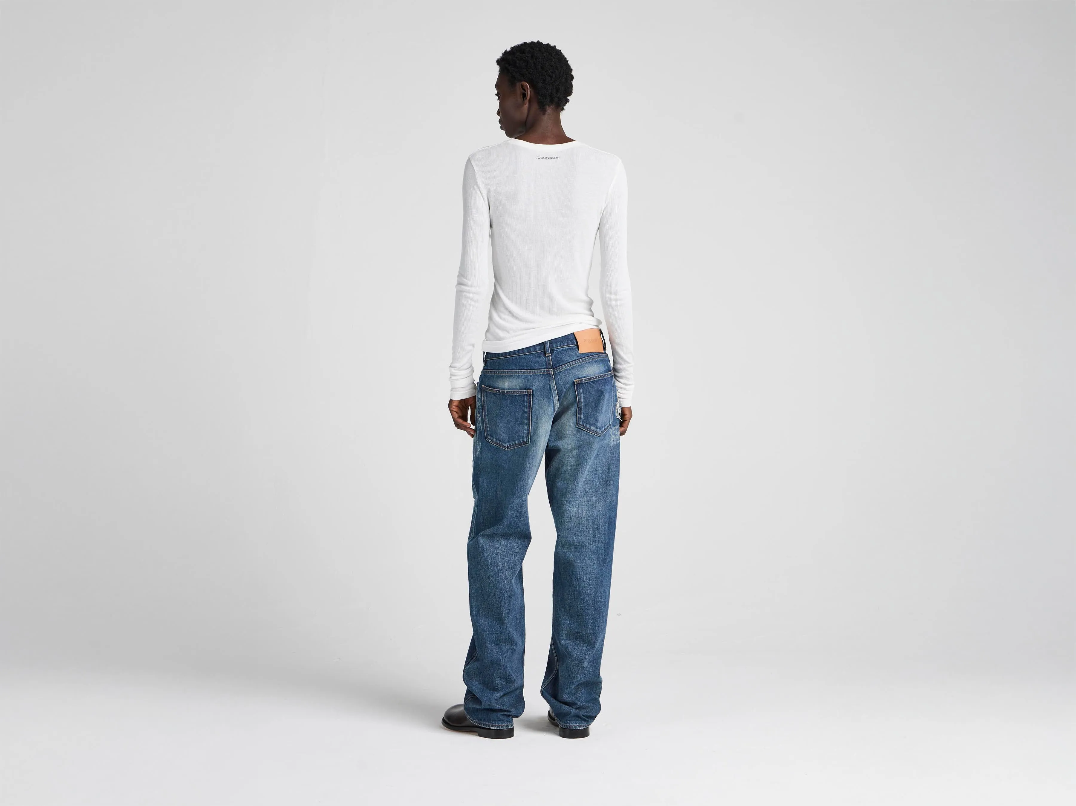 WOMENS STRAIGHT LEG DENIM JEANS IN DARK BLUE sold by J.W. Anderson product image thumbnail 4
