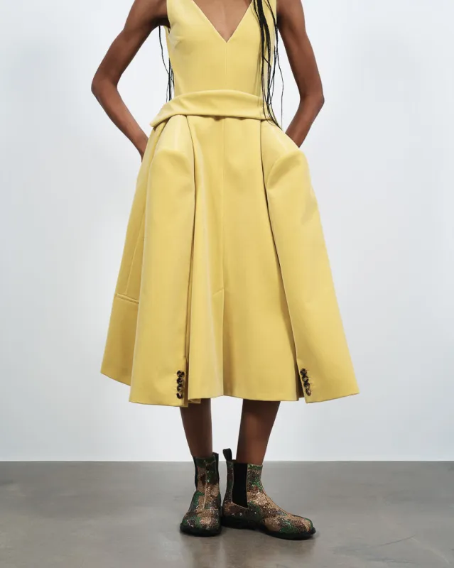 WOMENS STRUCTURED DRESS IN SOFT LEMON made by J.W. Anderson
