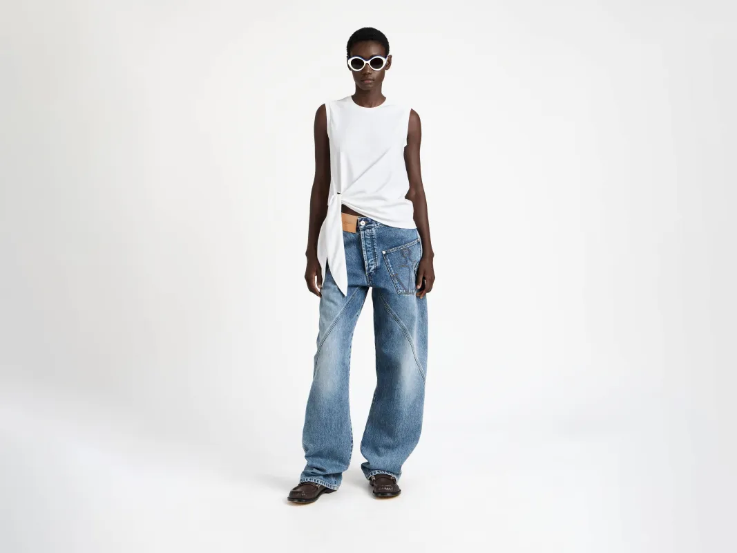 WOMENS HEM KNOT TANK TOP IN WHITE made by J.W. Anderson