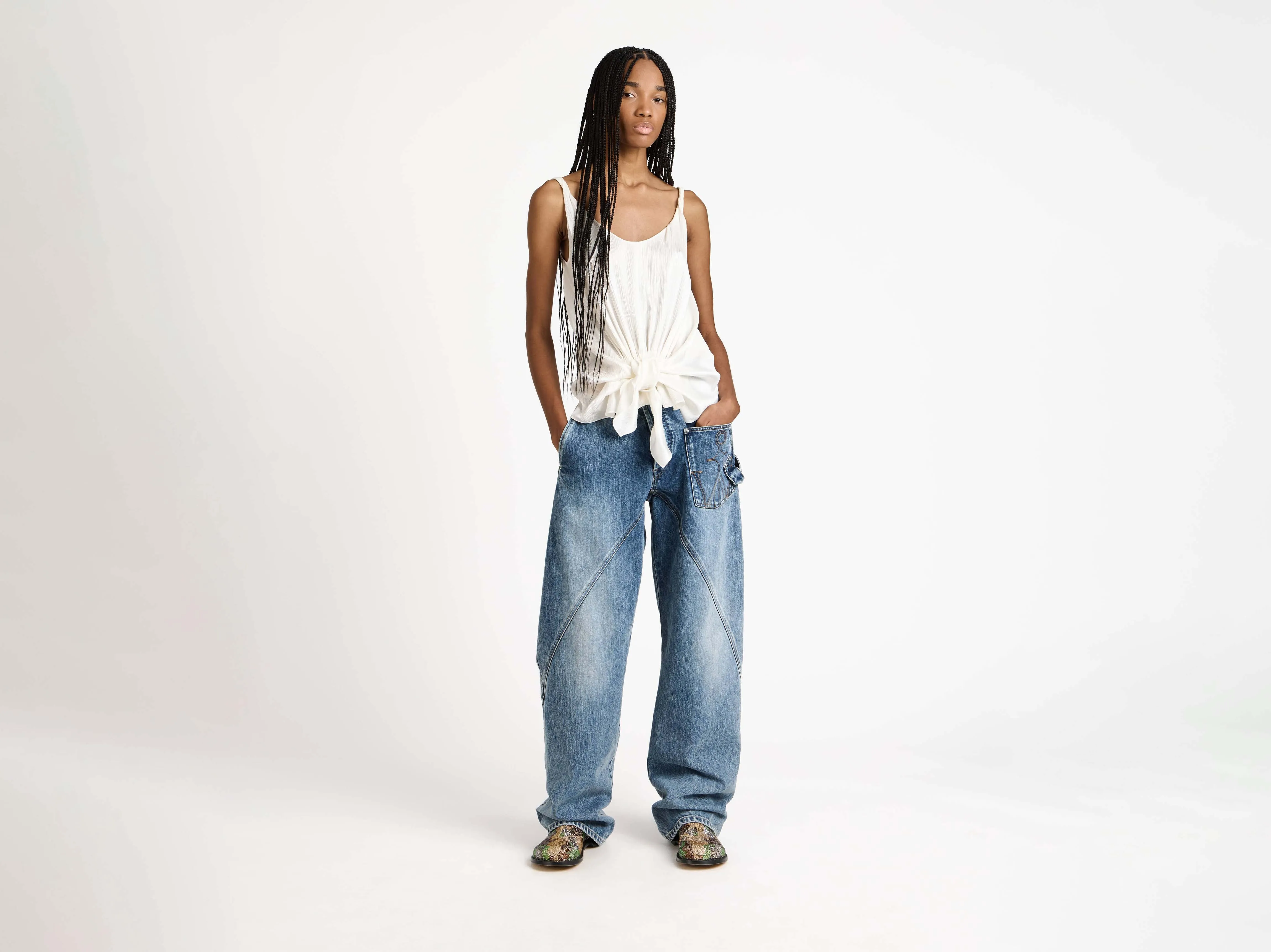 WOMENS KNOTTED WAIST CAMI TOP IN OFF-WHITE sold by J.W. Anderson product image thumbnail 5