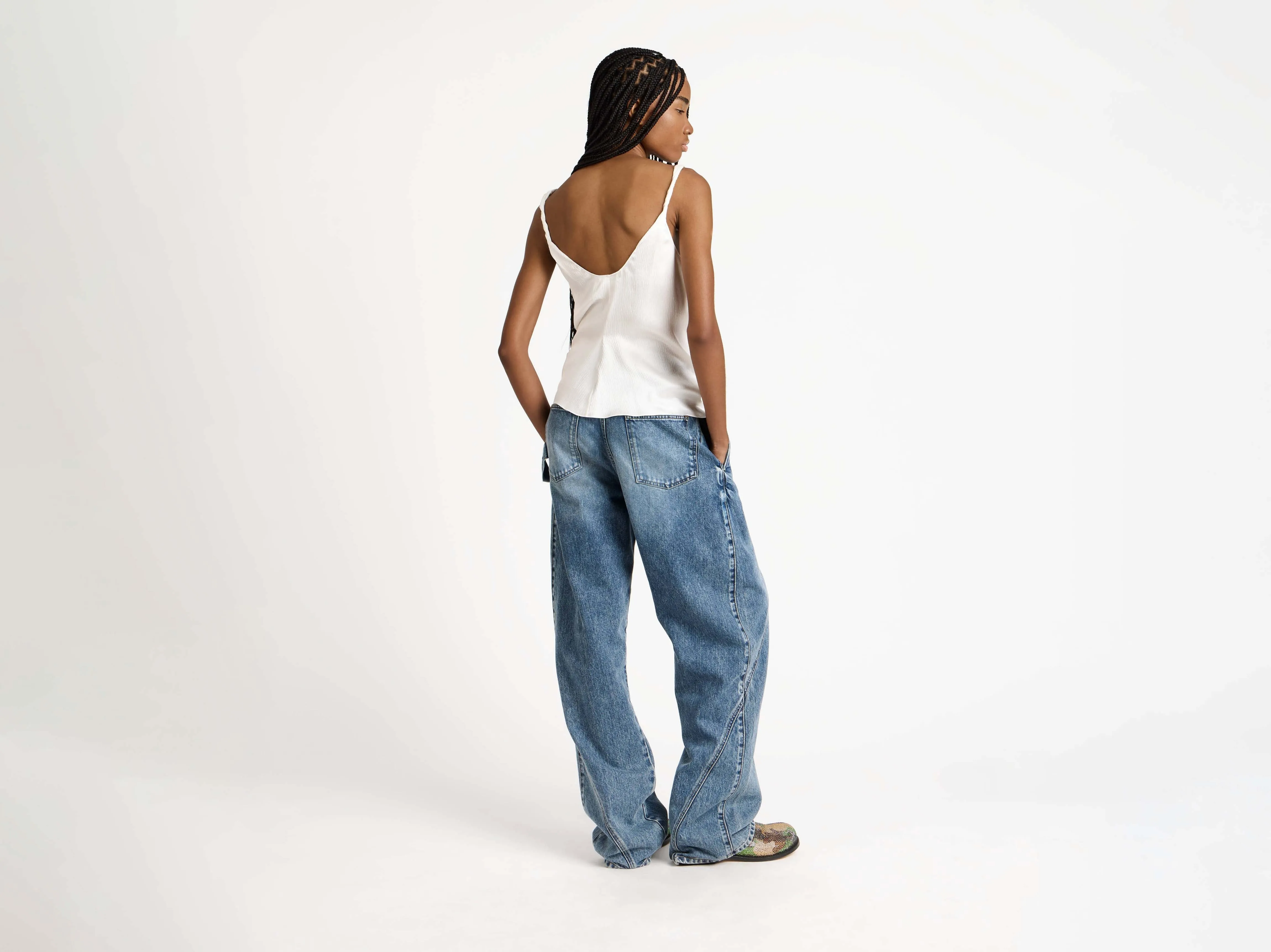 WOMENS KNOTTED WAIST CAMI TOP IN OFF-WHITE sold by J.W. Anderson product image thumbnail 4