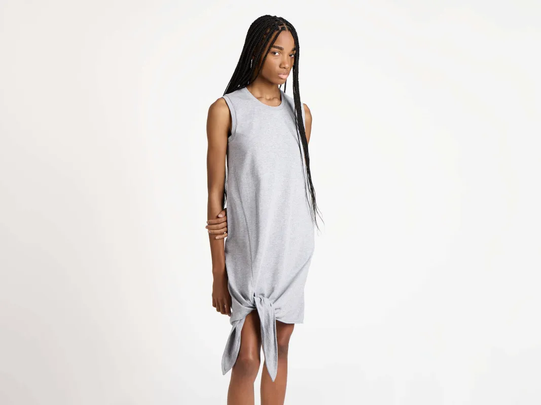 WOMENS HEM KNOT DRESS IN MID GREY MELANGE sold by J.W. Anderson
