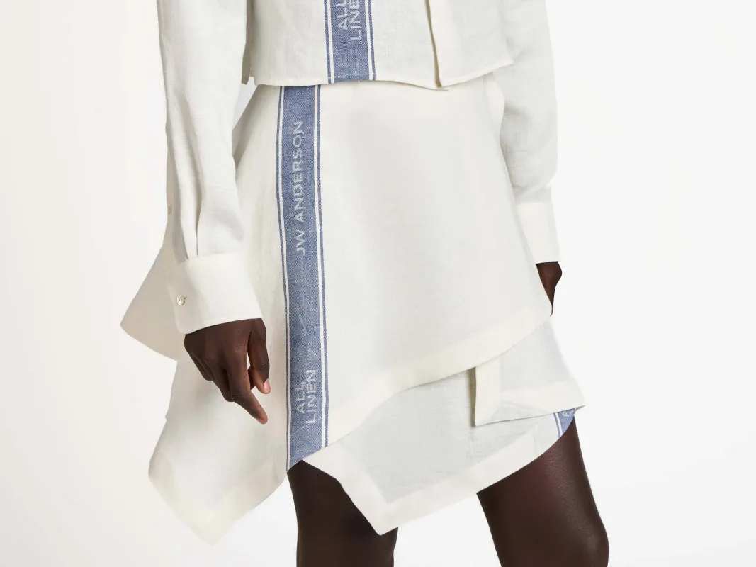 WOMENS PANEL SKIRT IN OFF-WHITE & BLUE sold by J.W. Anderson