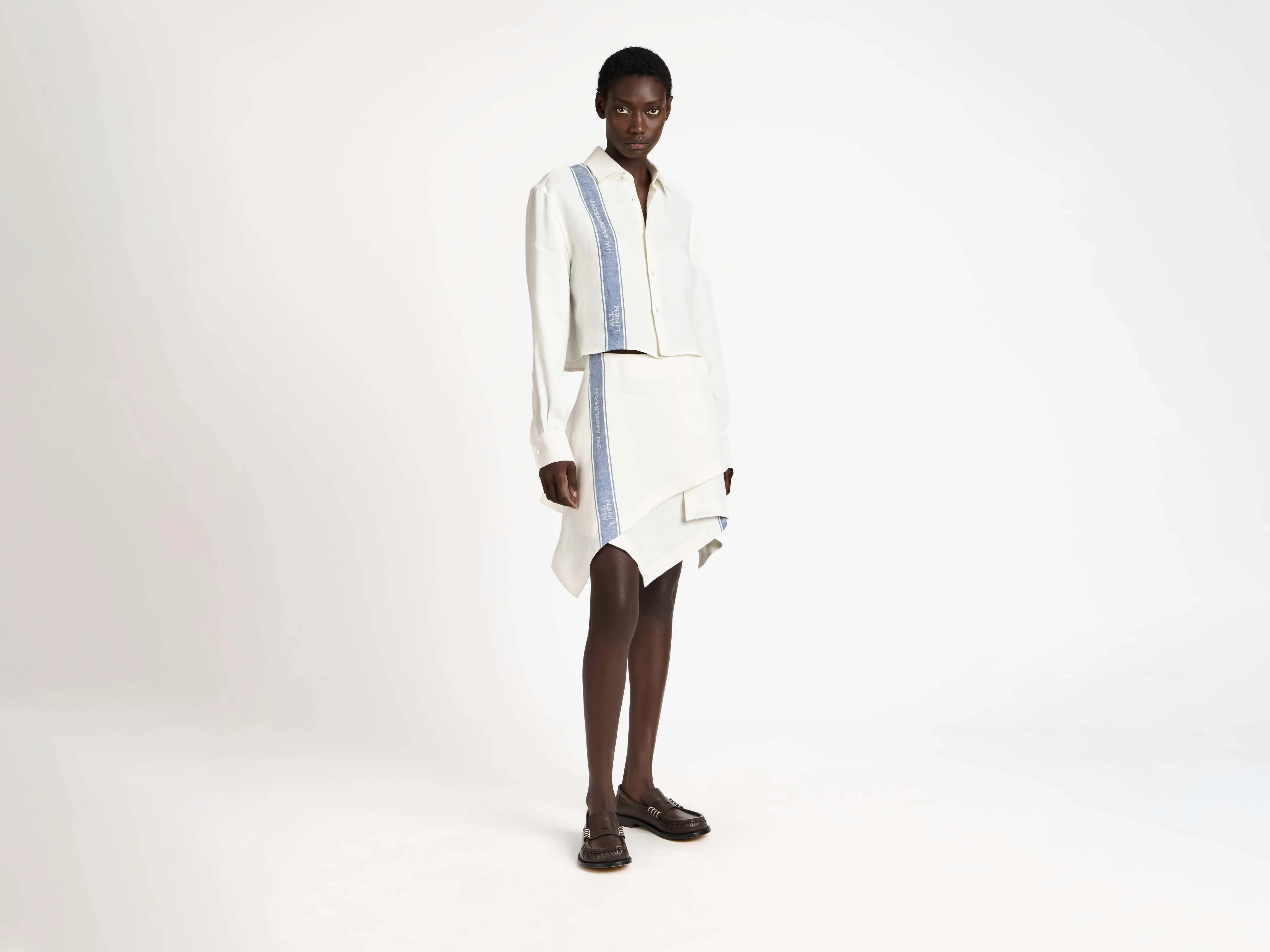 WOMENS PANEL SKIRT IN OFF-WHITE & BLUE sold by J.W. Anderson product image thumbnail 3