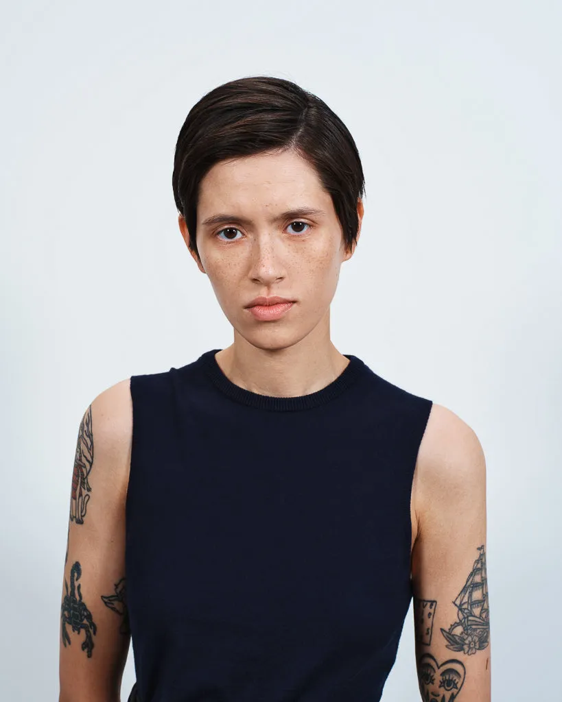 WOMENS WAIST TIE TANK TOP IN NAVY sold by J.W. Anderson product image thumbnail 2