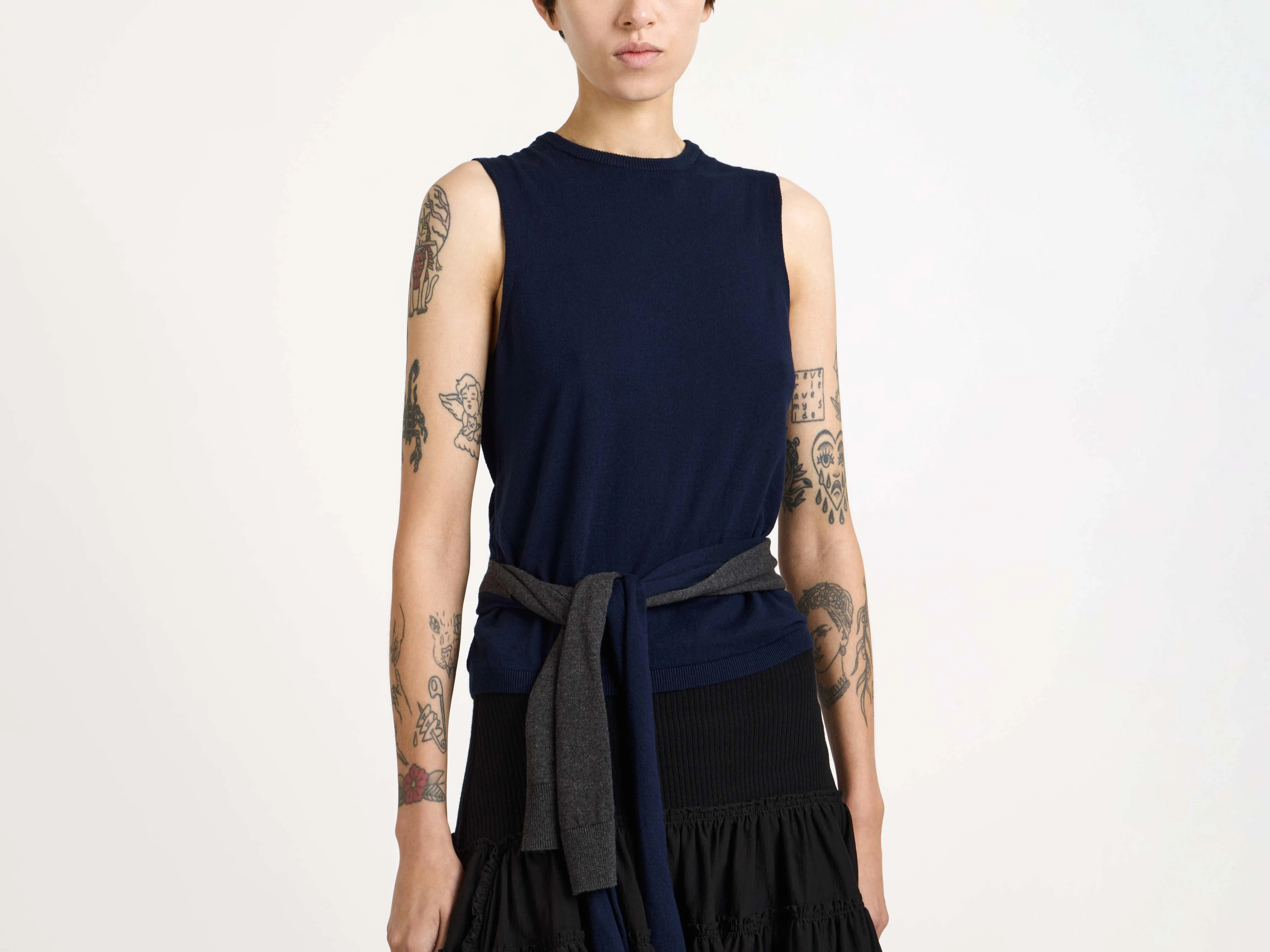 WOMENS WAIST TIE TANK TOP IN NAVY sold by J.W. Anderson product image thumbnail 3