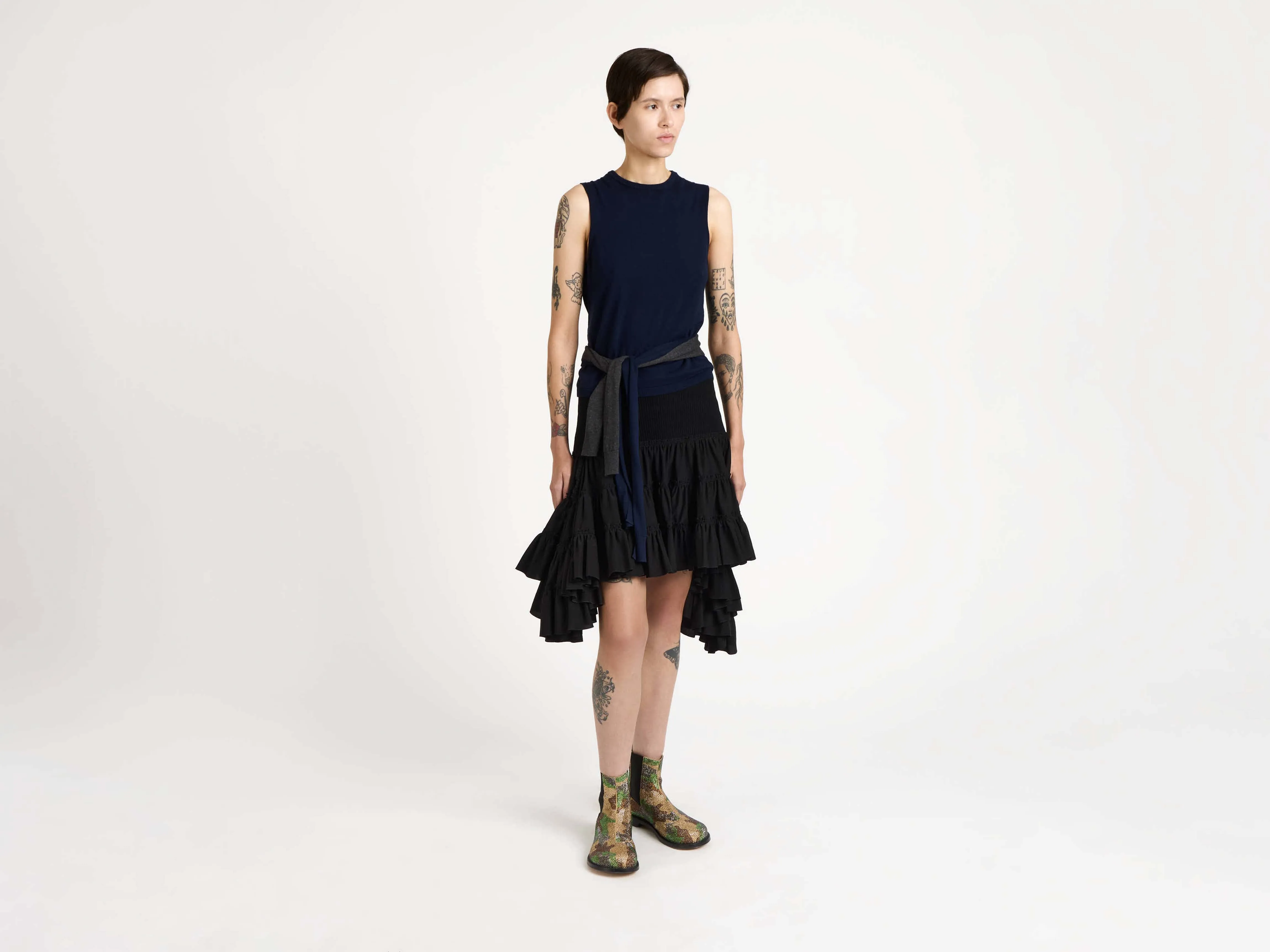 WOMENS WAIST TIE TANK TOP IN NAVY sold by J.W. Anderson