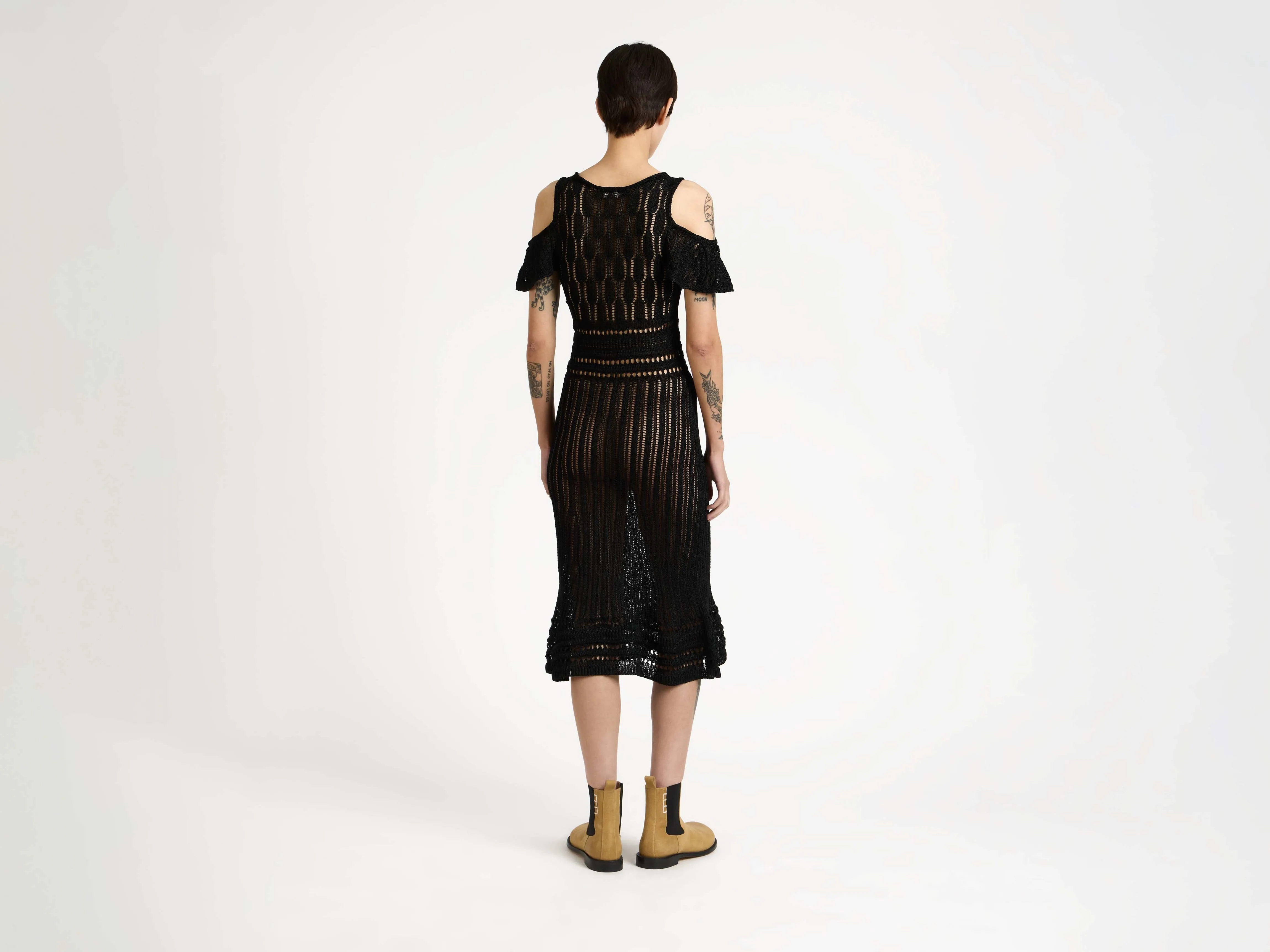 WOMENS SHOULDER RUFFLE CROCHET DRESS IN BLACK sold by J.W. Anderson product image thumbnail 5