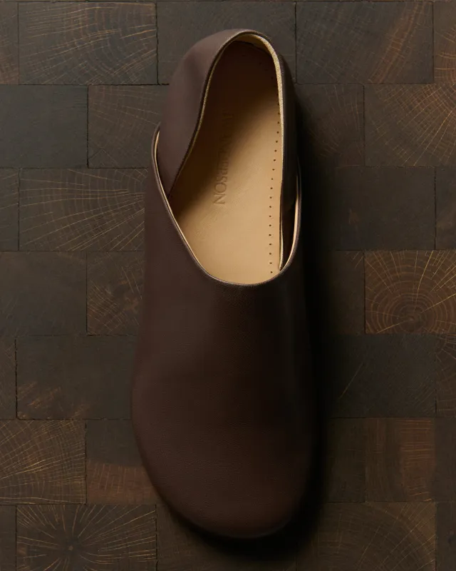 WOMENS SLIPPER MULES IN CHOCOLATE BROWN made by J.W. Anderson