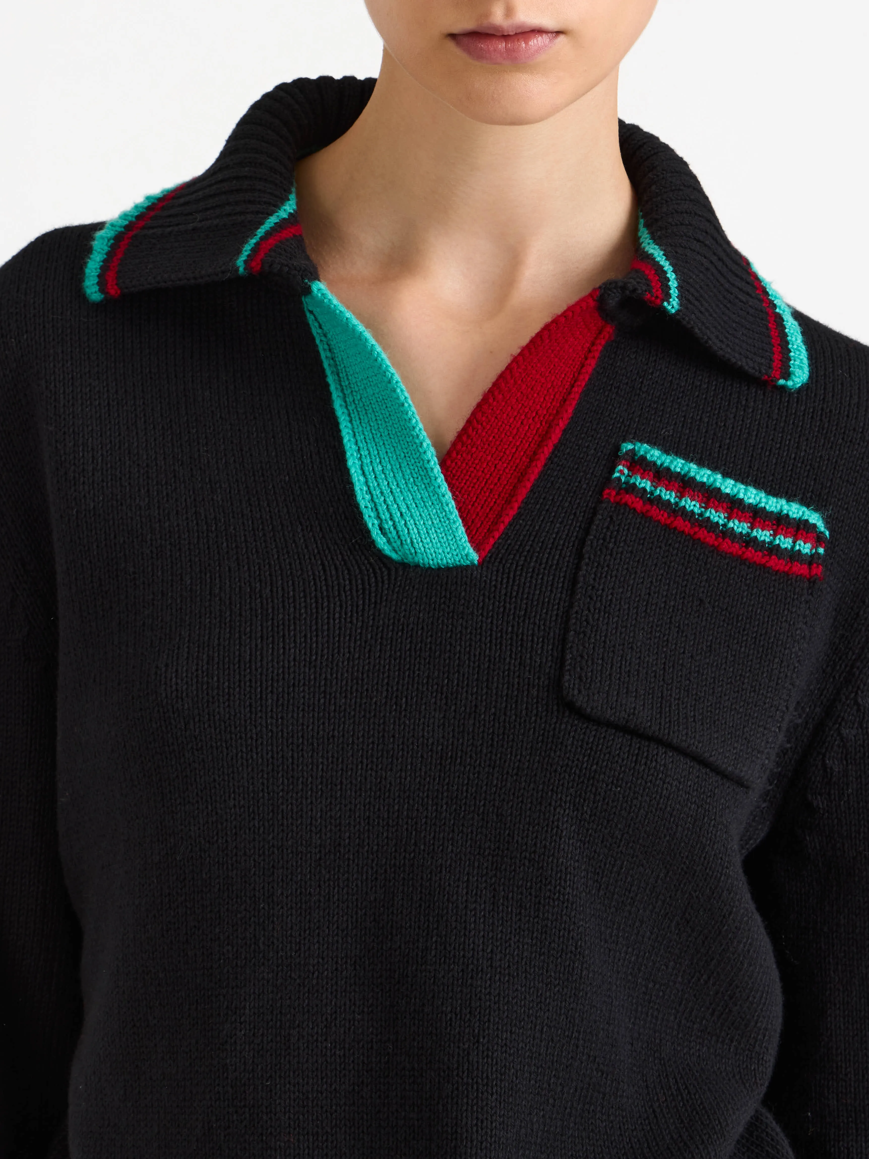 WOMENS SHRUNKEN POLO JUMPER IN BLACK sold by J.W. Anderson product image thumbnail 3