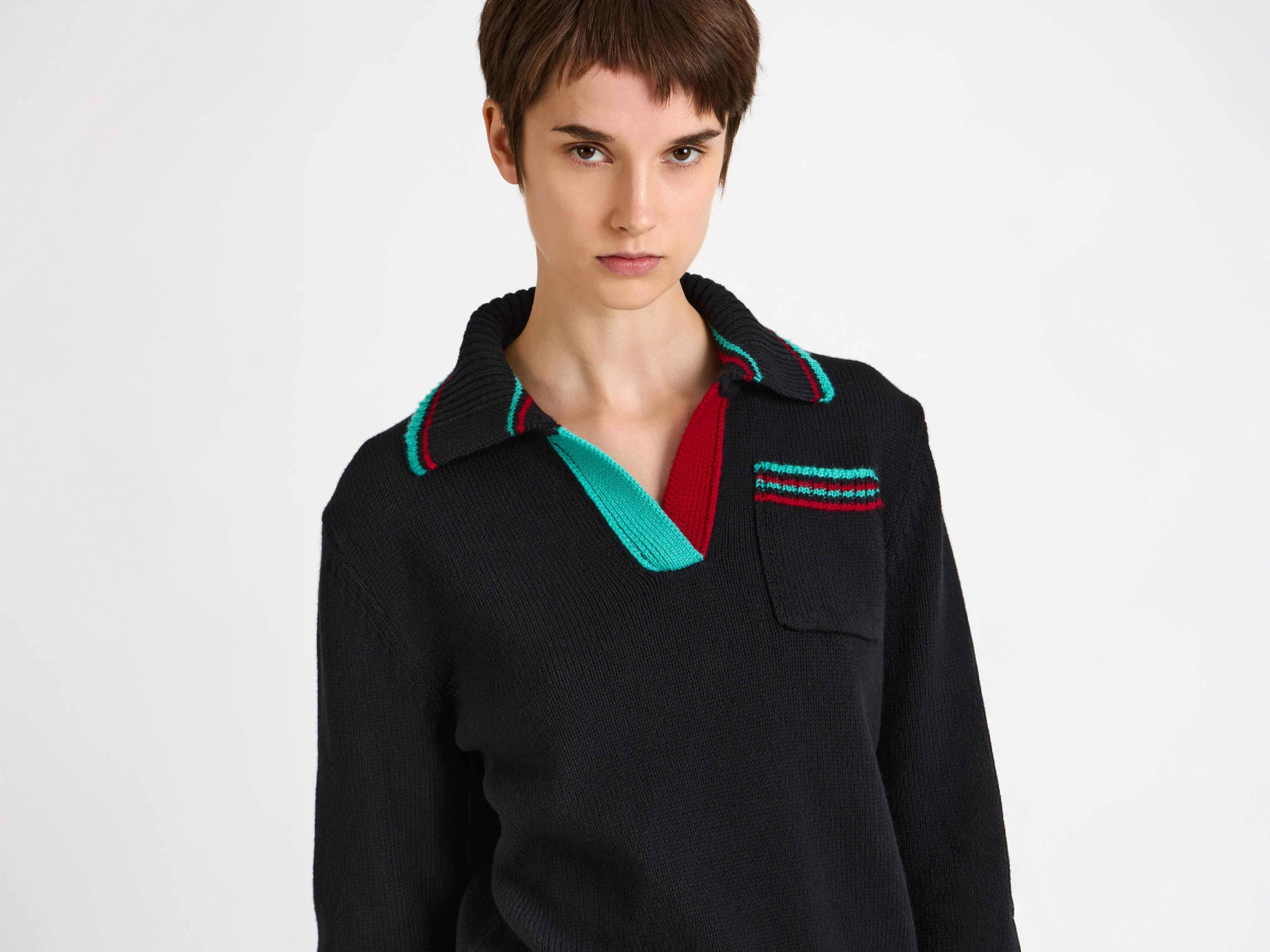WOMENS SHRUNKEN POLO JUMPER IN BLACK sold by J.W. Anderson product image thumbnail 4