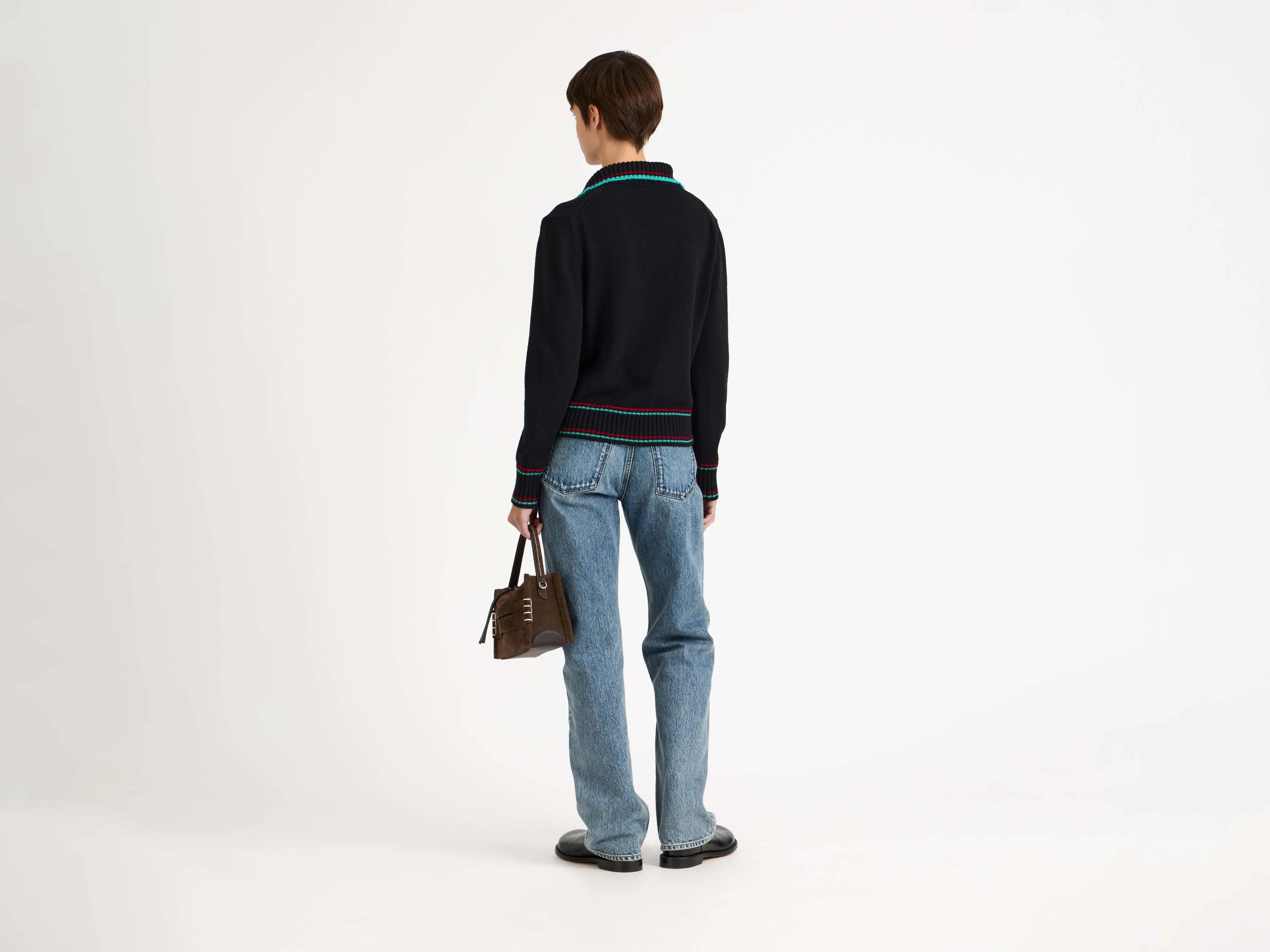 WOMENS SHRUNKEN POLO JUMPER IN BLACK sold by J.W. Anderson product image thumbnail 2