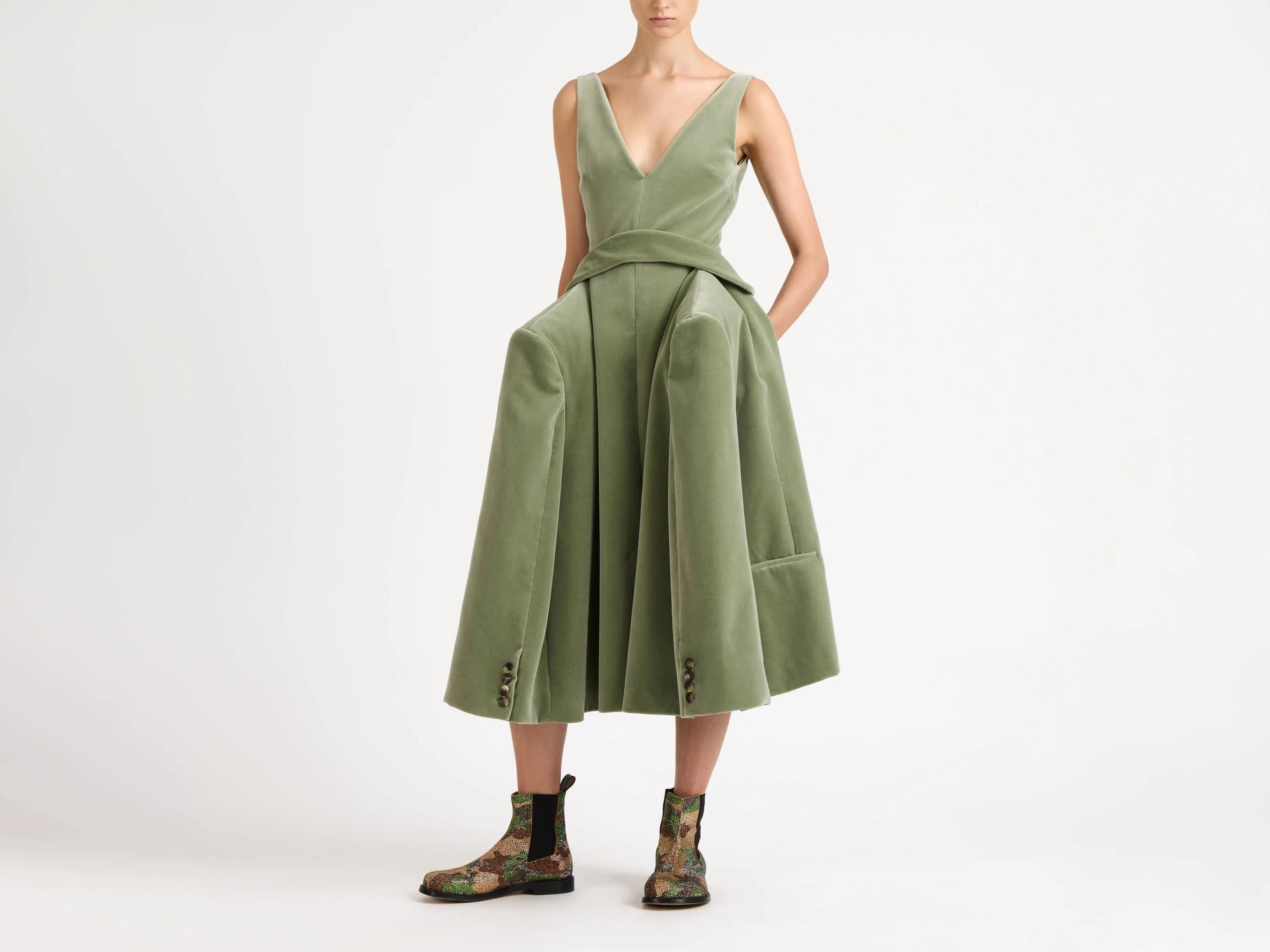 WOMENS STRUCTURED DRESS IN ARTICHOKE sold by J.W. Anderson product image thumbnail 4