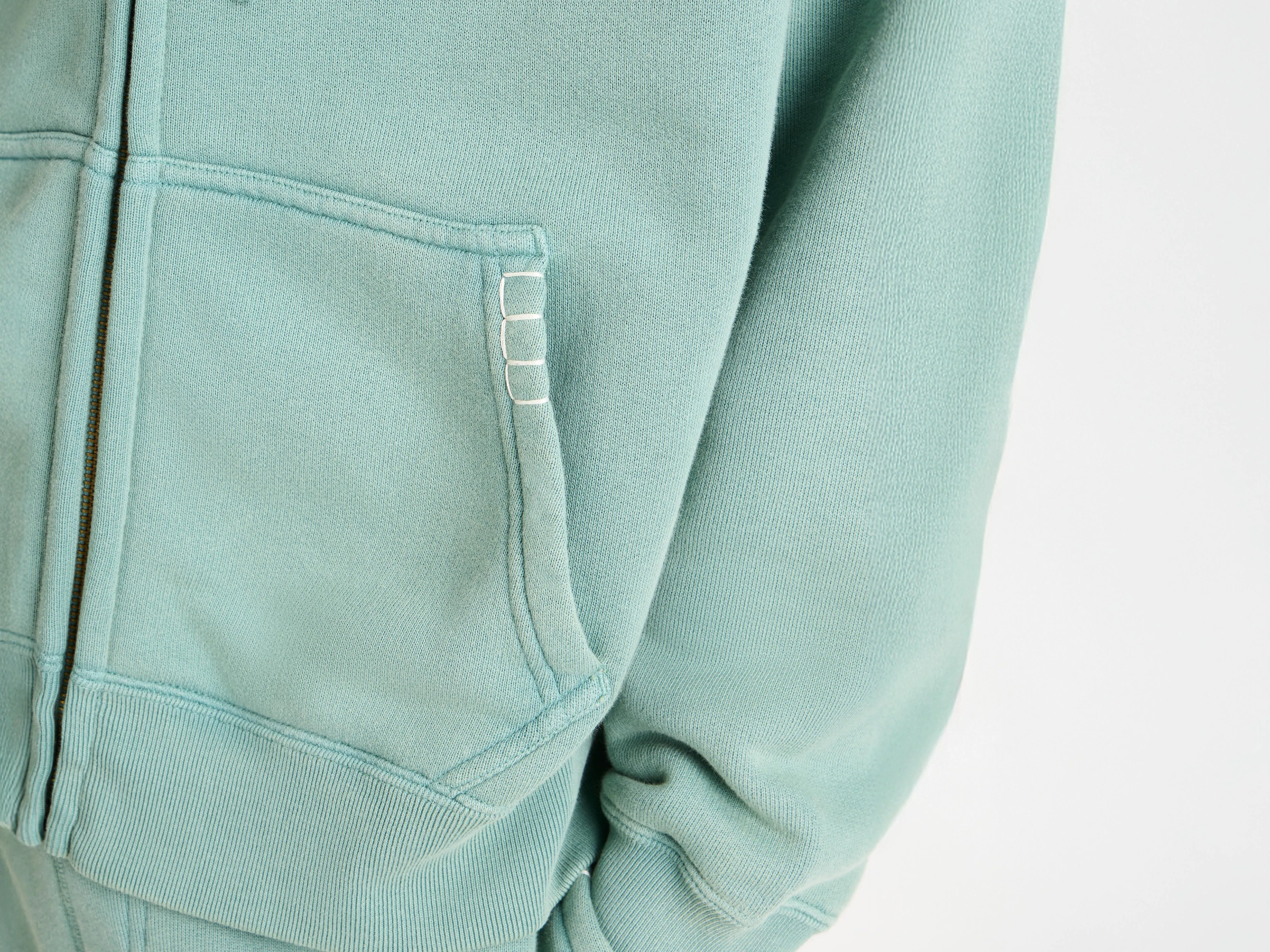 MENS FRONT ZIP HOODIE IN WASHED TEAL sold by J.W. Anderson product image thumbnail 2