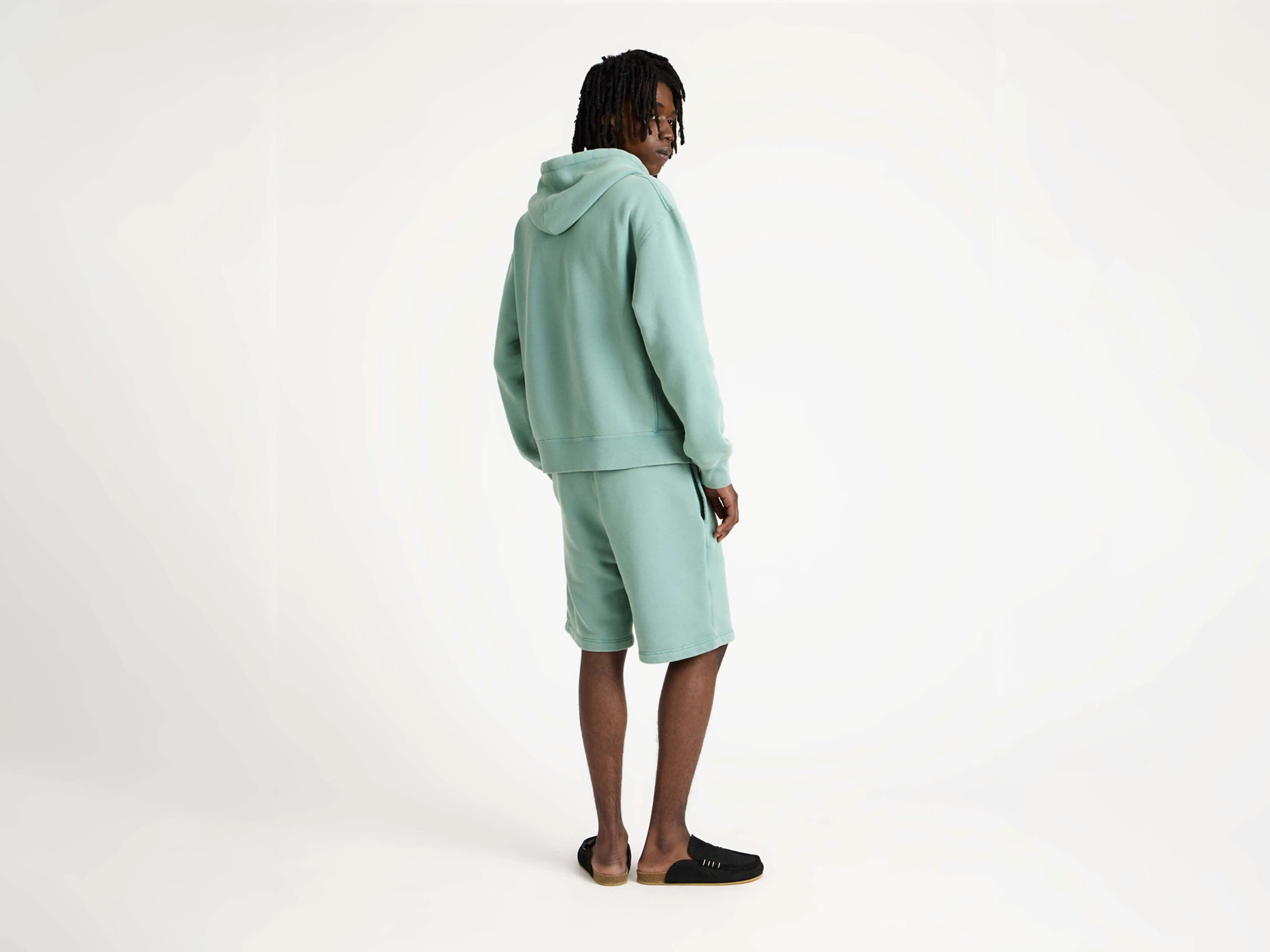 MENS FRONT ZIP HOODIE IN WASHED TEAL sold by J.W. Anderson product image thumbnail 3