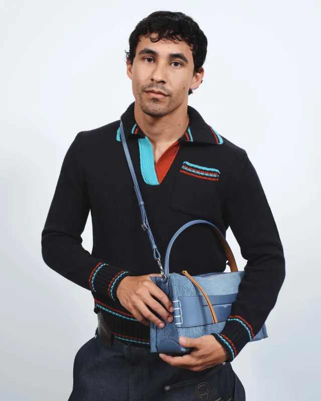 MENS SHRUNKEN POLO JUMPER IN BLACK made by J.W. Anderson