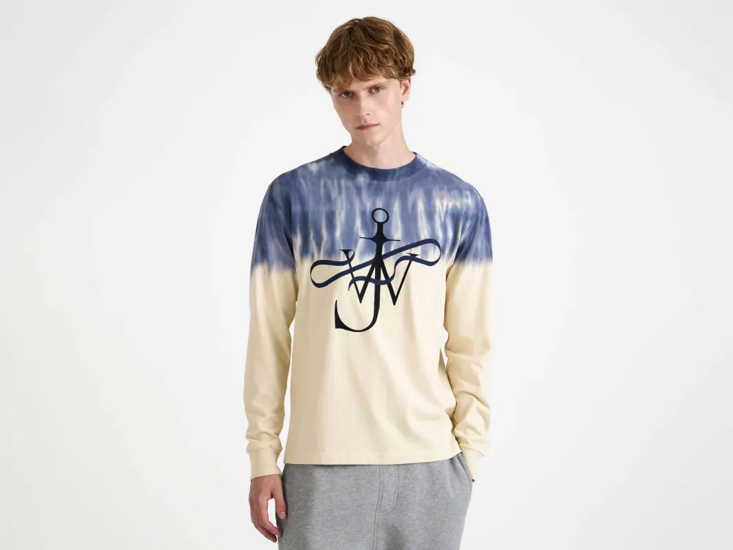 MENS TIE-DYE RIBBON ANCHOR LONGSLEEVE IN ECRU & NAVY made by J.W. Anderson