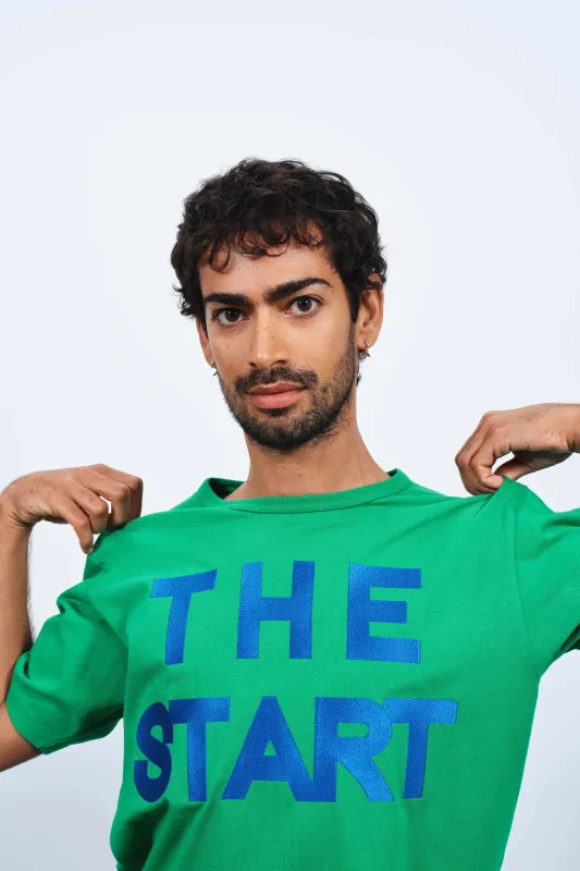 MENS 'THE START' T-SHIRT IN BRIGHT GREEN sold by J.W. Anderson