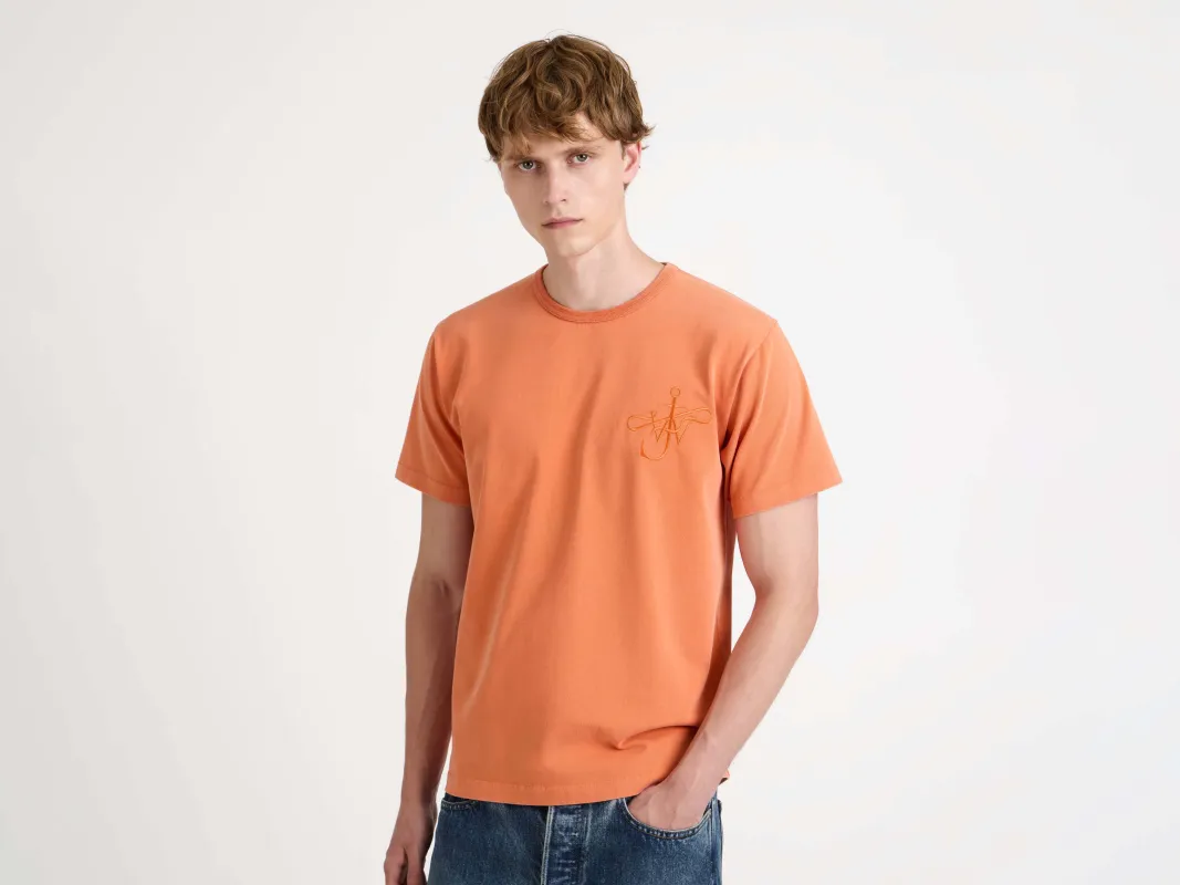 MENS RIBBON ANCHOR T-SHIRT IN WASHED ORANGE made by J.W. Anderson