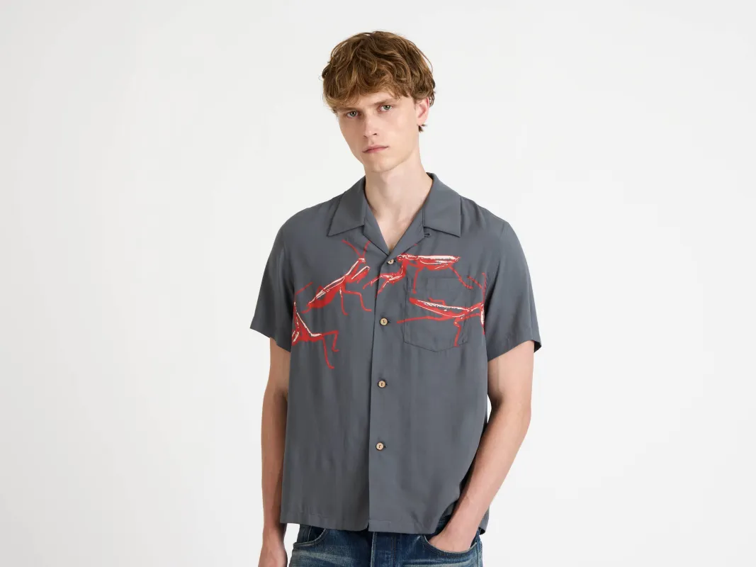 MENS SHORT SLEEVE CAMP COLLAR SHIRT IN STEEL made by J.W. Anderson