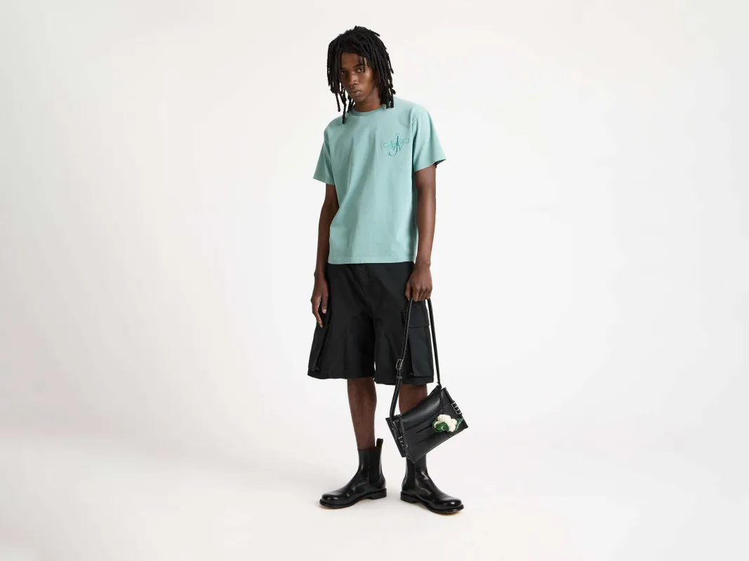 MENS RIBBON ANCHOR T-SHIRT IN WASHED TEAL made by J.W. Anderson