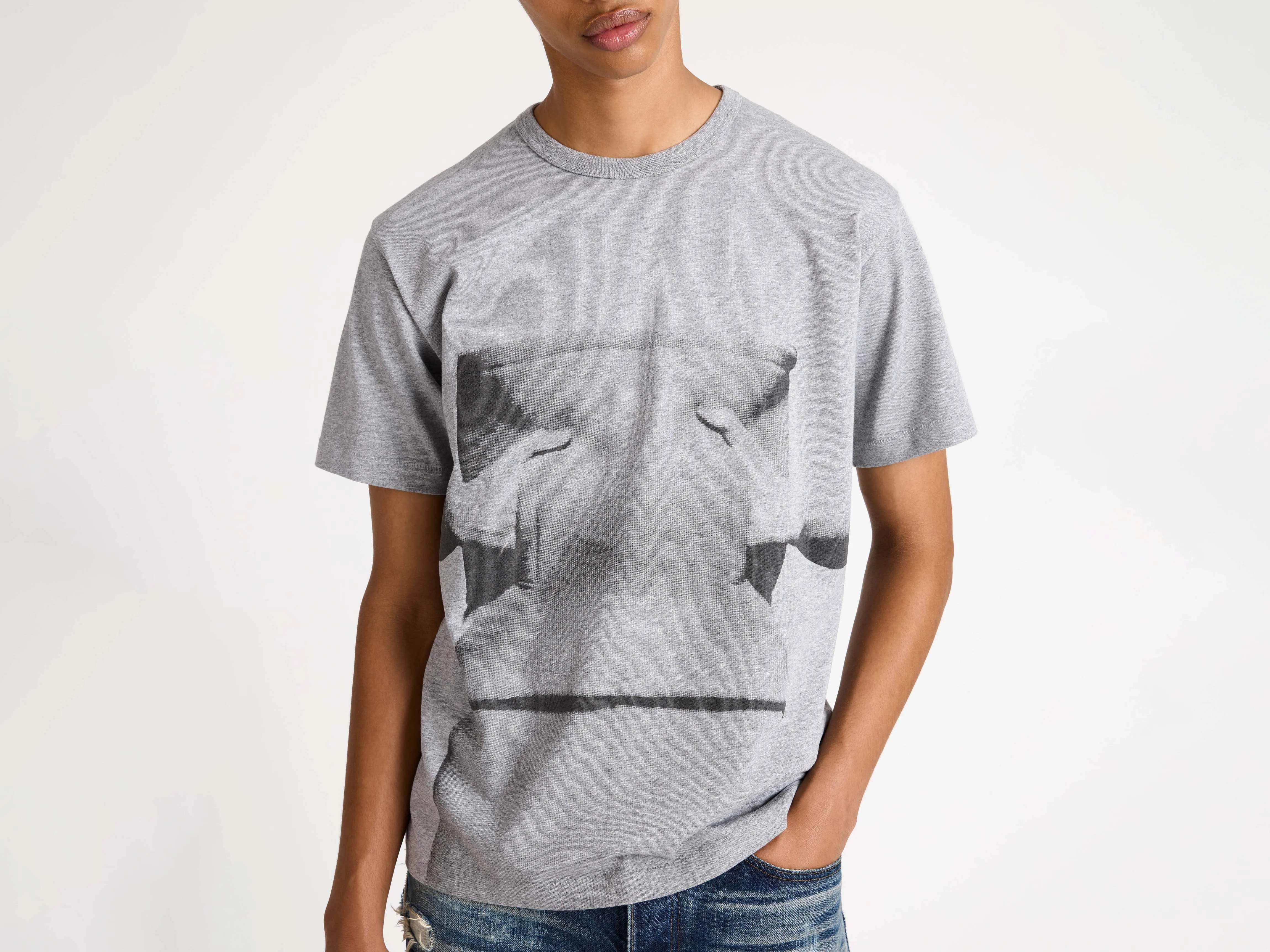 MENS GESTURE T-SHIRT IN MID GREY MELANGE sold by J.W. Anderson product image thumbnail 4