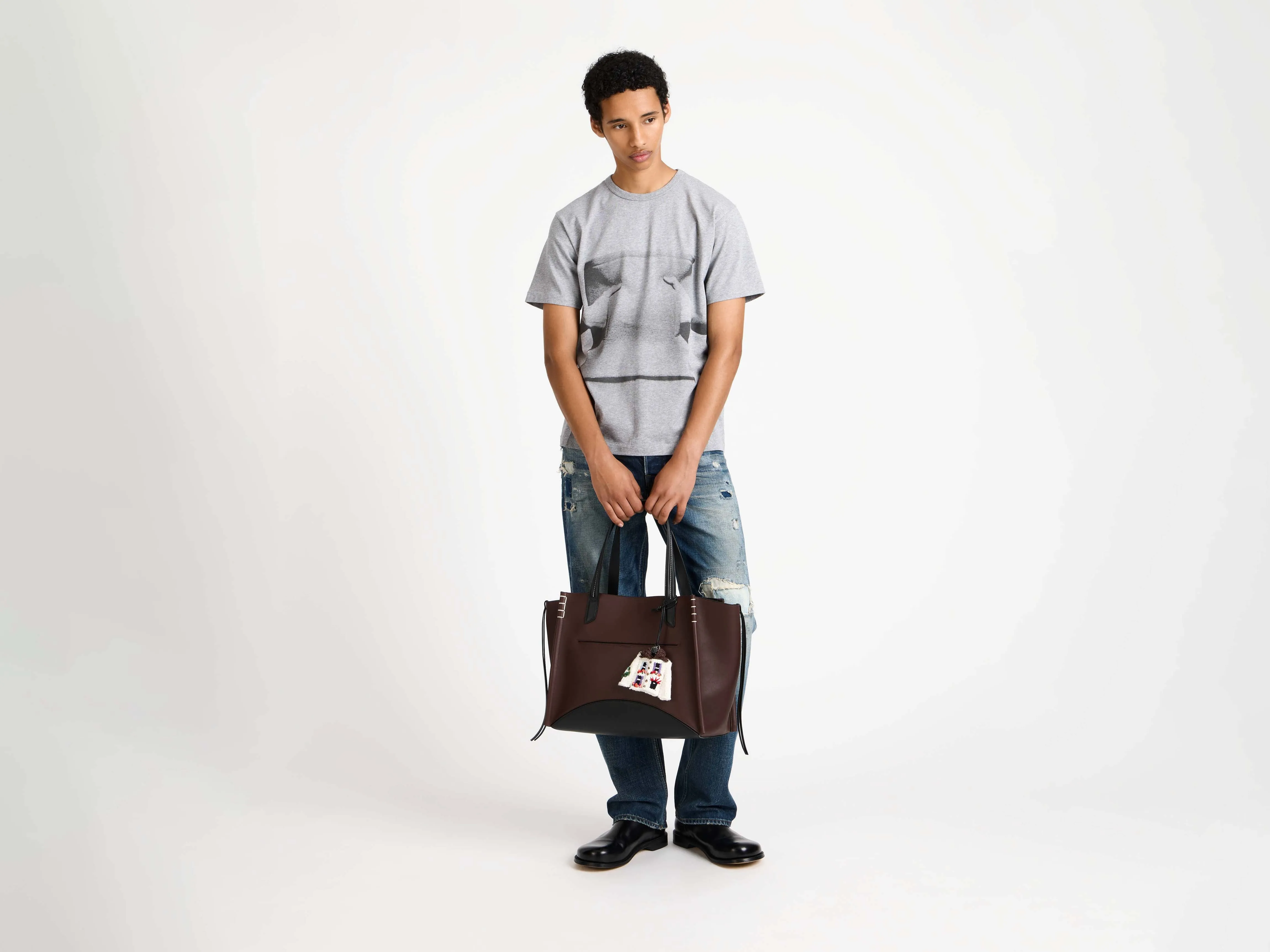 MENS GESTURE T-SHIRT IN MID GREY MELANGE sold by J.W. Anderson product image thumbnail 5