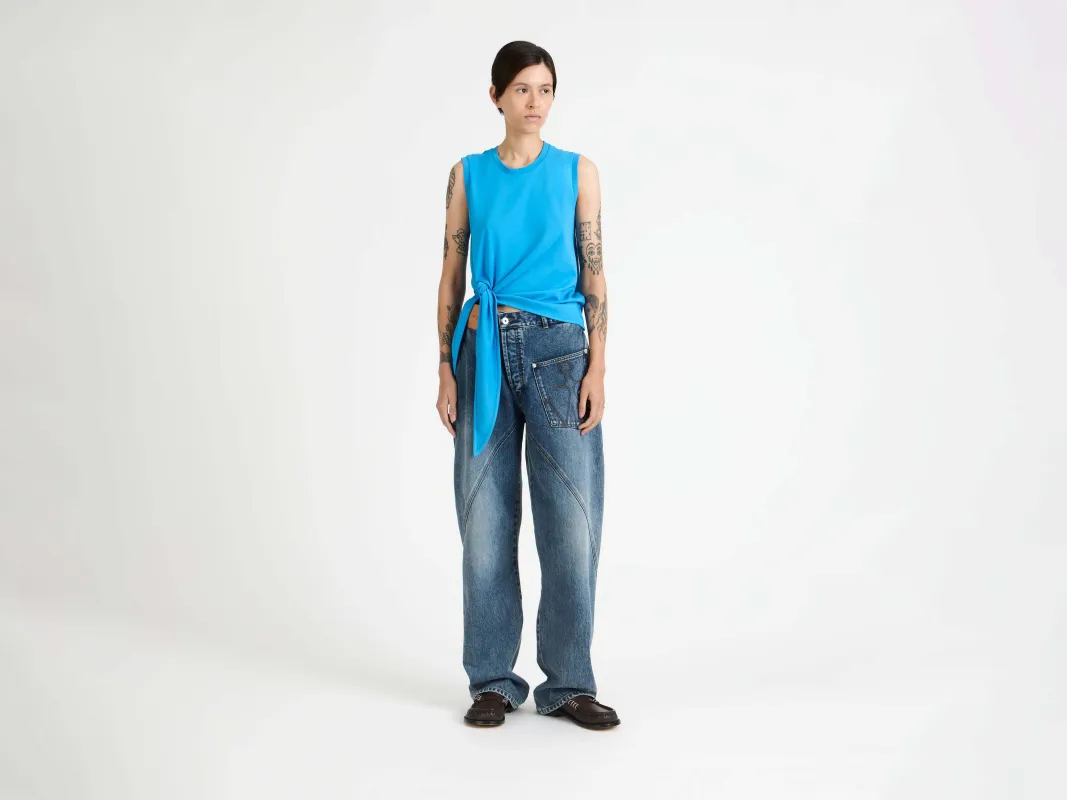 WOMENS HEM KNOT TANK TOP IN BRIGHT BLUE made by J.W. Anderson