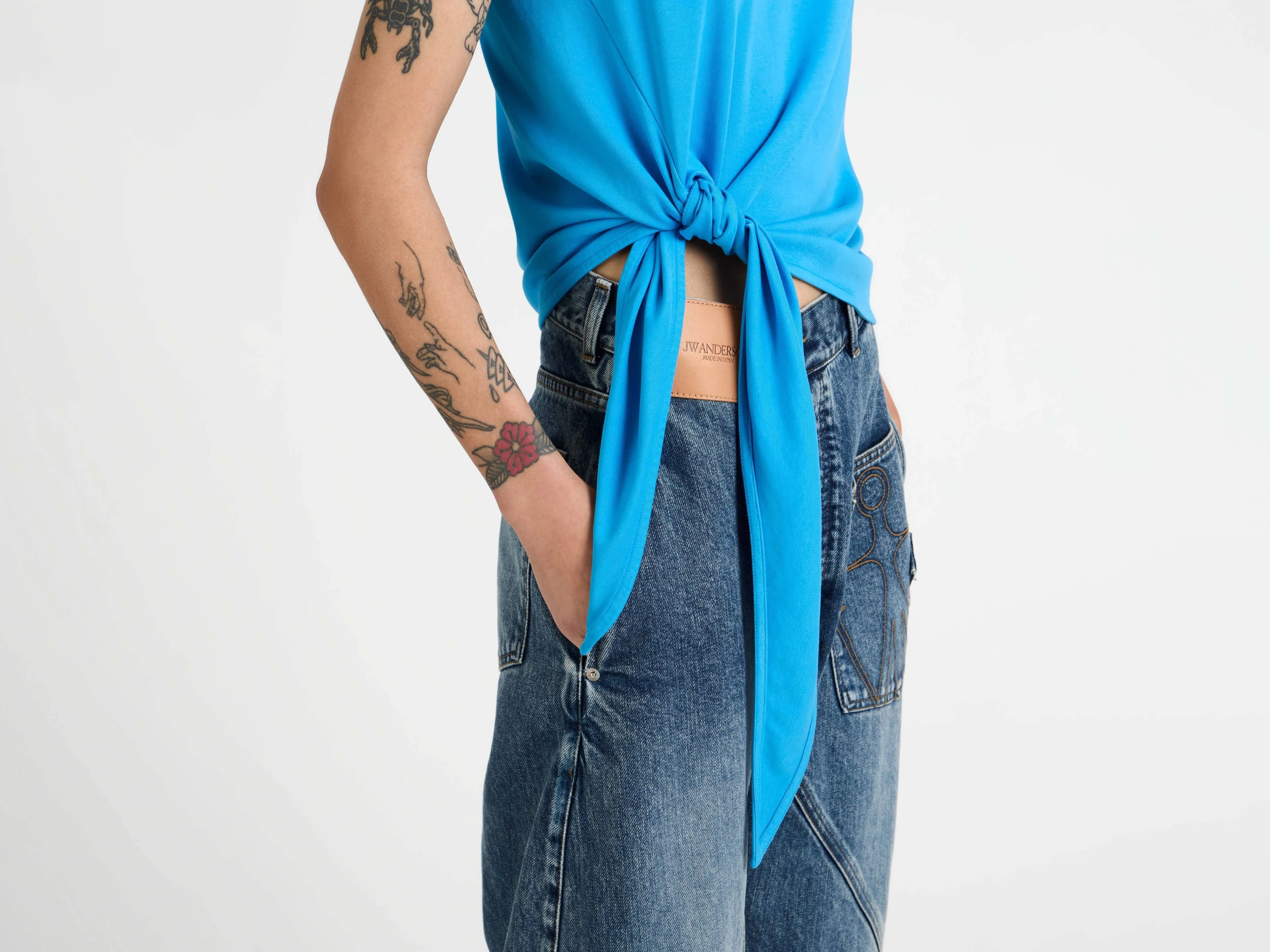 WOMENS HEM KNOT TANK TOP IN BRIGHT BLUE sold by J.W. Anderson product image thumbnail 2