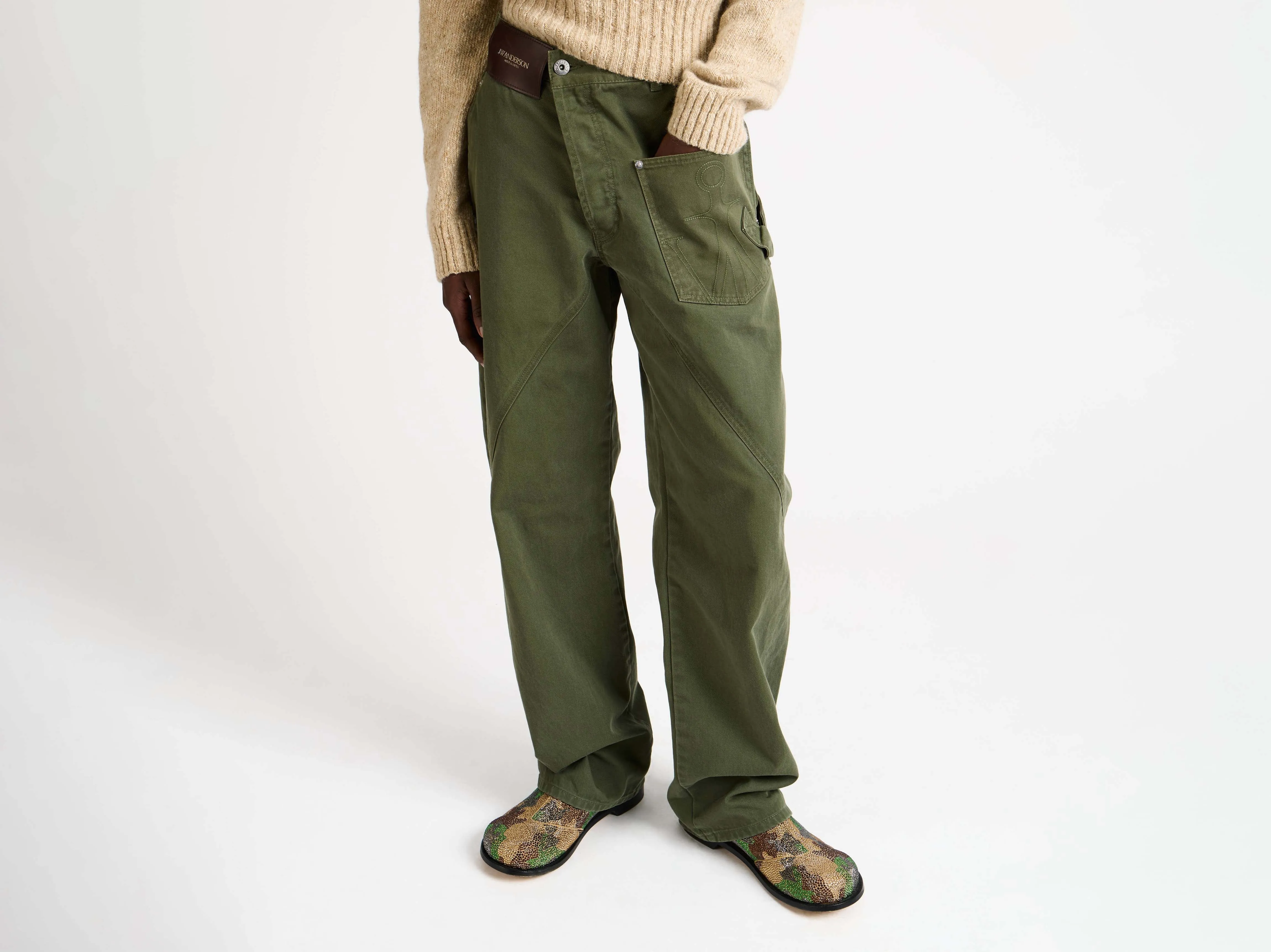 MENS TWISTED WORKWEAR DENIM JEANS IN WASHED GREEN sold by J.W. Anderson product image thumbnail 4