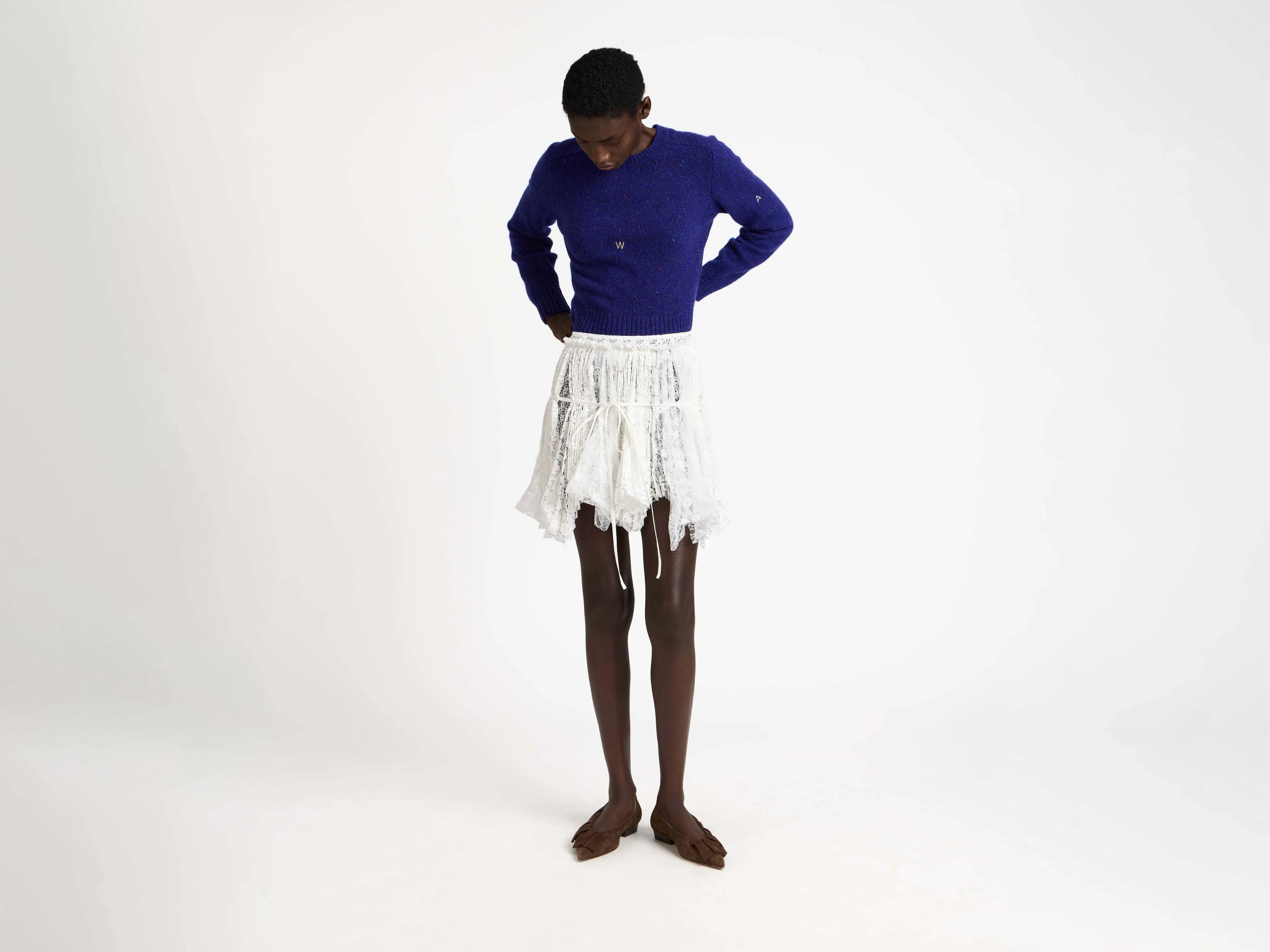 WOMENS MINI CURTAIN SKIRT IN WHITE sold by J.W. Anderson product image thumbnail 3