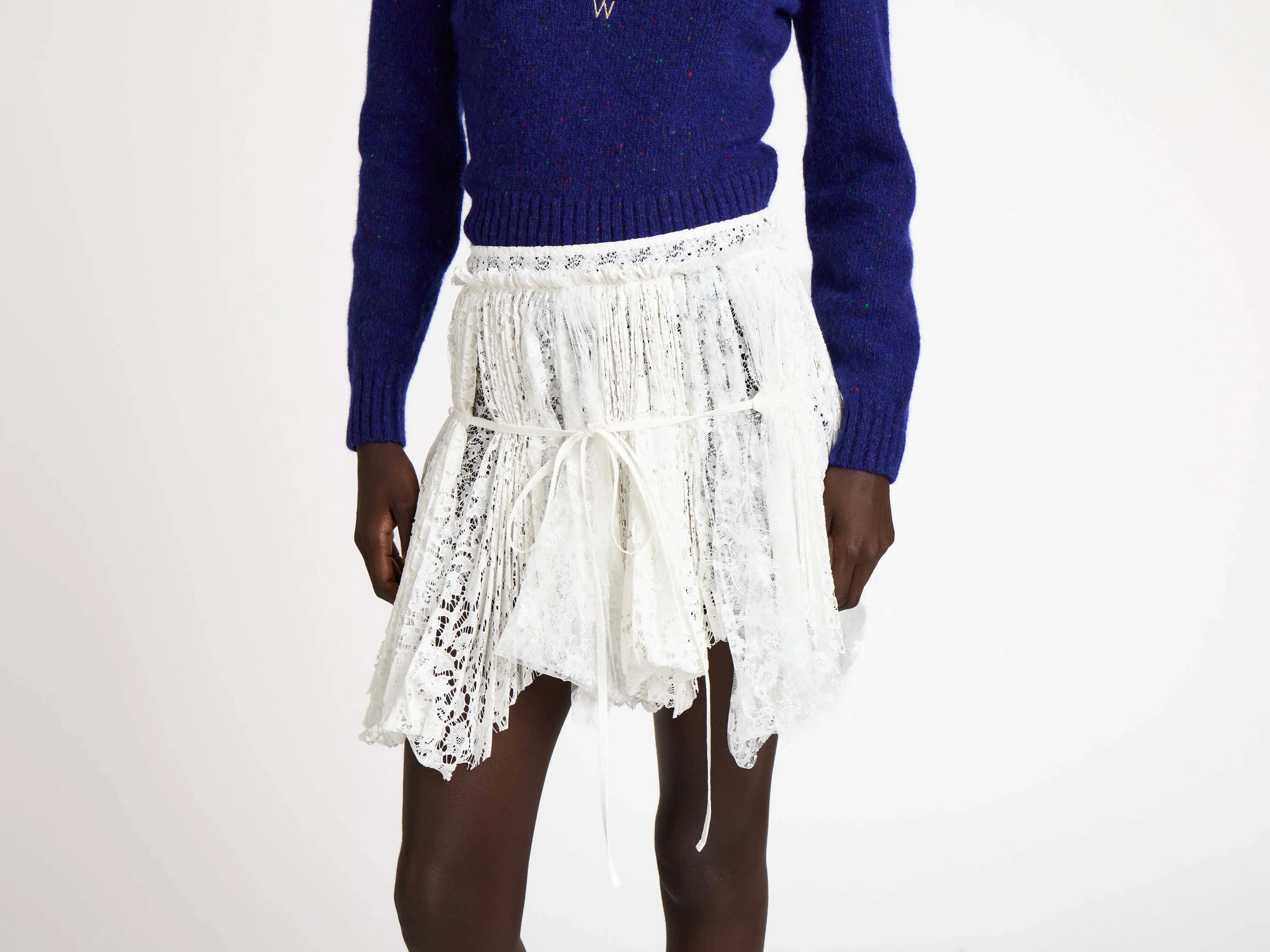 WOMENS MINI CURTAIN SKIRT IN WHITE sold by J.W. Anderson product image thumbnail 4