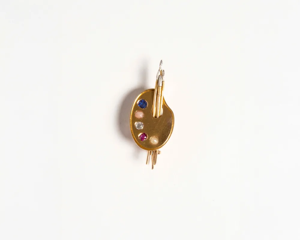 ARTIST'S PALETTE BROOCH IN 18KT GOLD made by J.W. Anderson