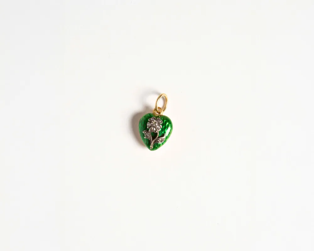 DIAMOND HEART PENDANT IN GREEN ENAMEL made by J.W. Anderson