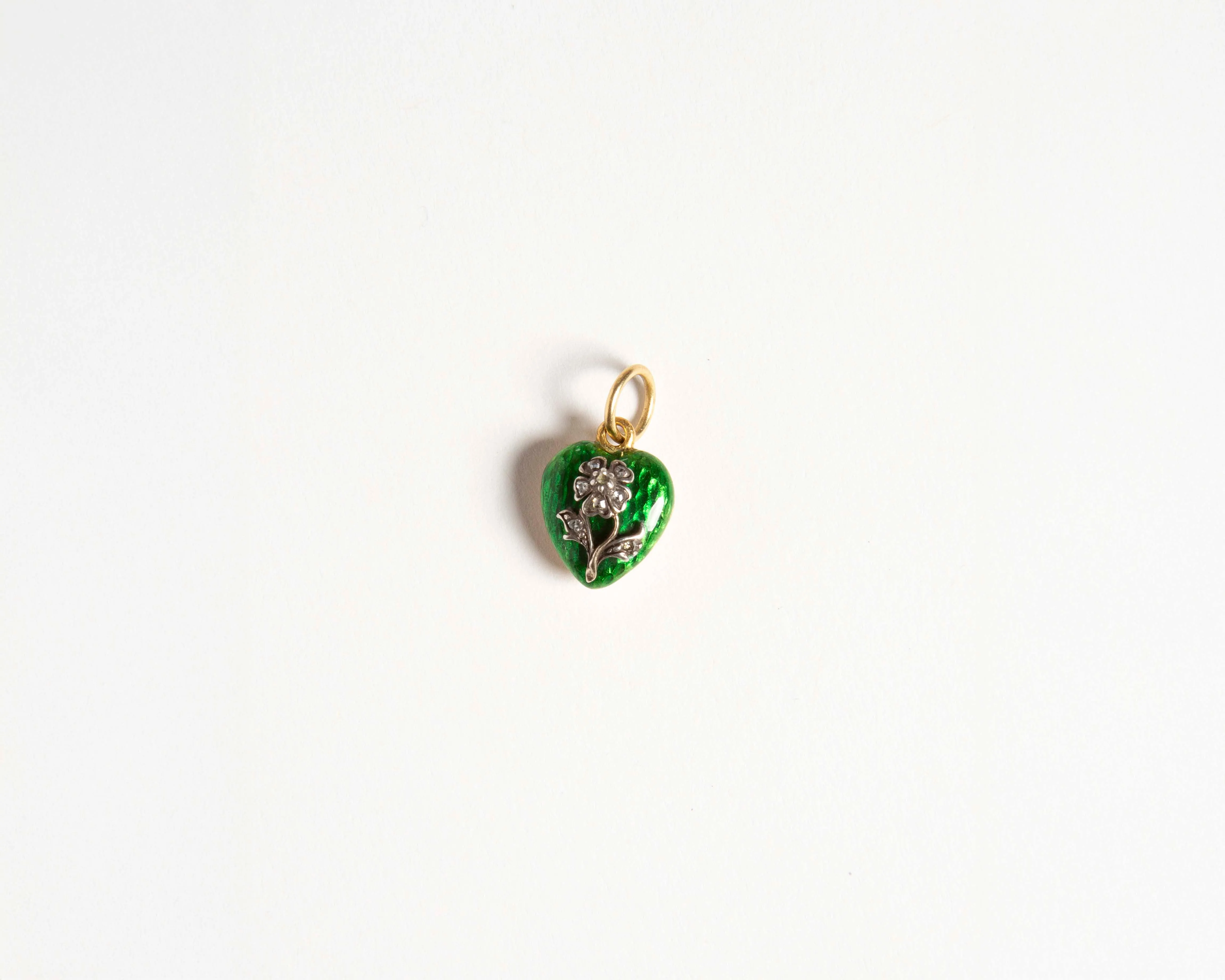 DIAMOND HEART PENDANT IN GREEN ENAMEL sold by J.W. Anderson