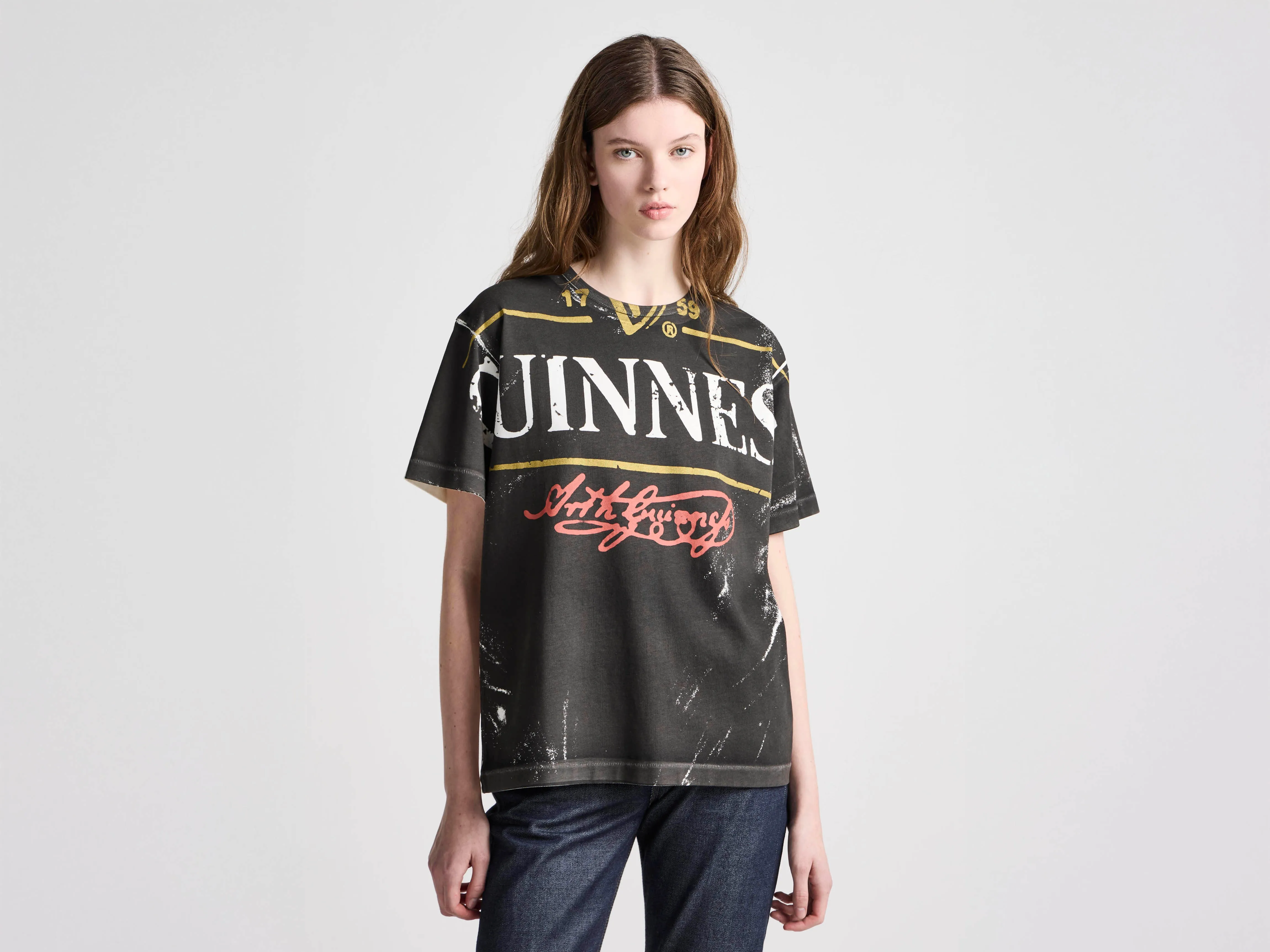 Unisex JW ANDERSON X GUINNESS BOTTLE TOP PRINT T-SHIRT IN BLACK sold by J.W. Anderson