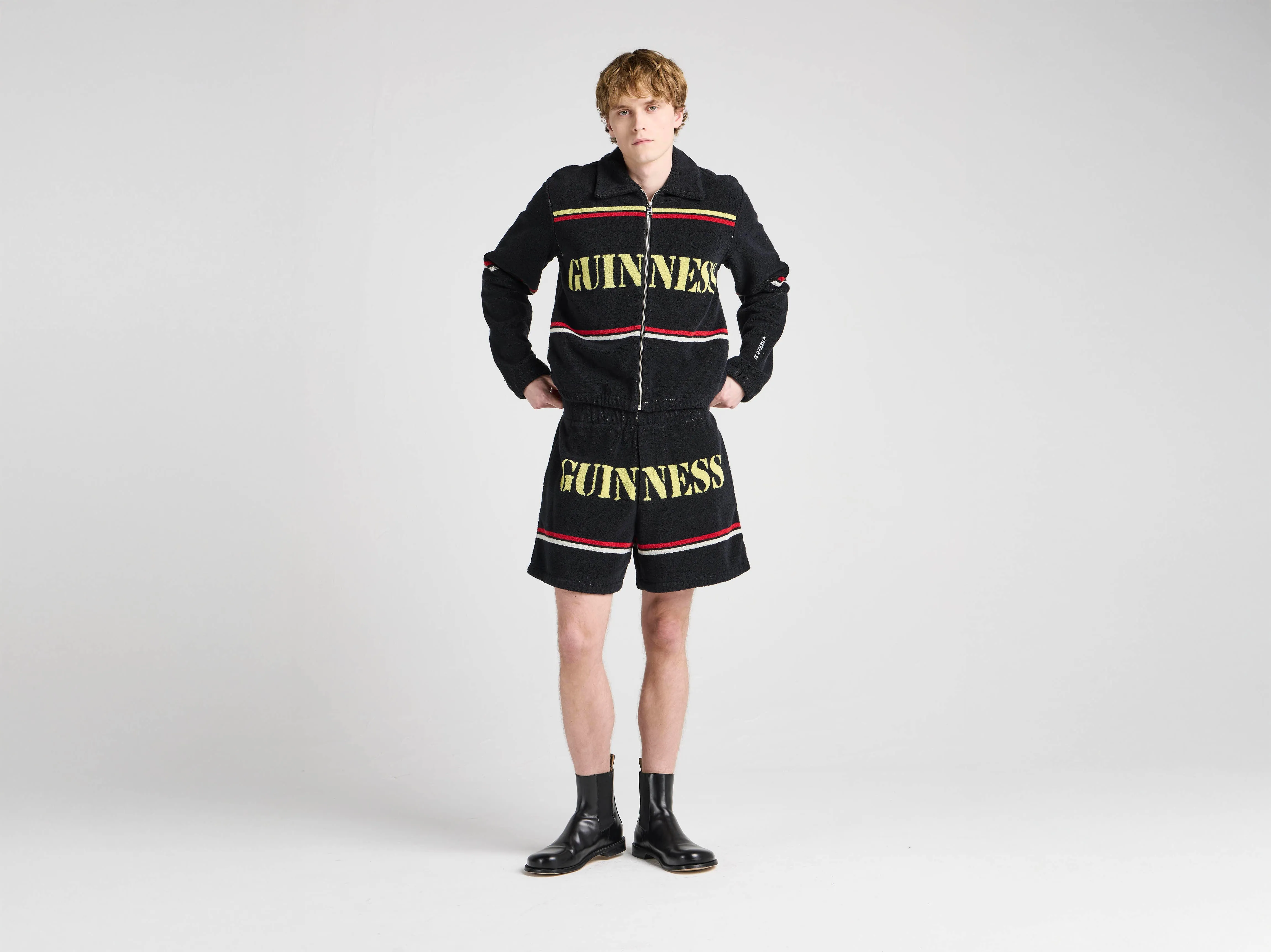 Unisex JW ANDERSON X GUINNESS TOWELLING SHORTS IN BLACK sold by J.W. Anderson product image thumbnail 2