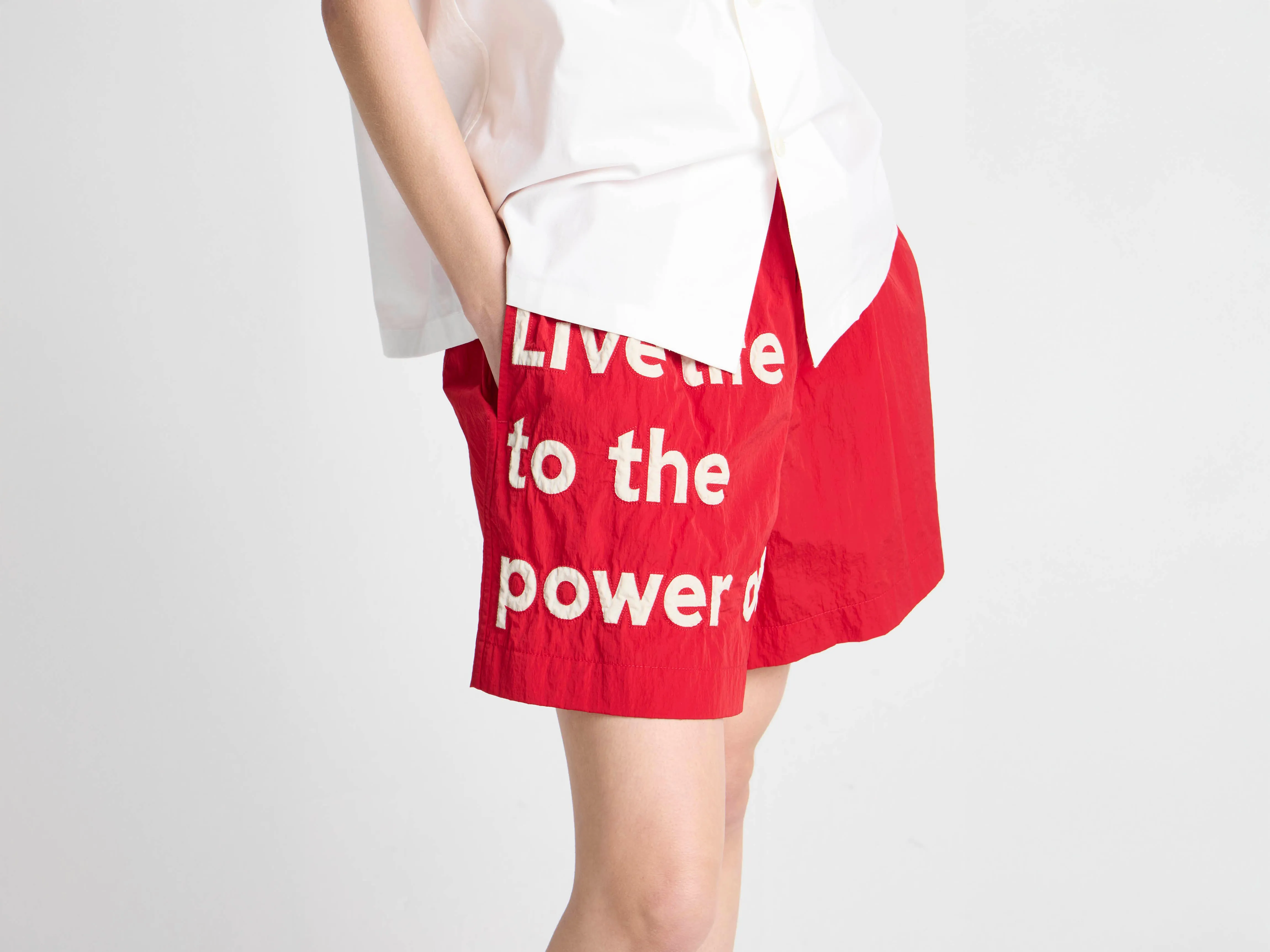 Unisex JW ANDERSON X GUINNESS SLOGAN TRACK SHORTS IN RED sold by J.W. Anderson product image thumbnail 2