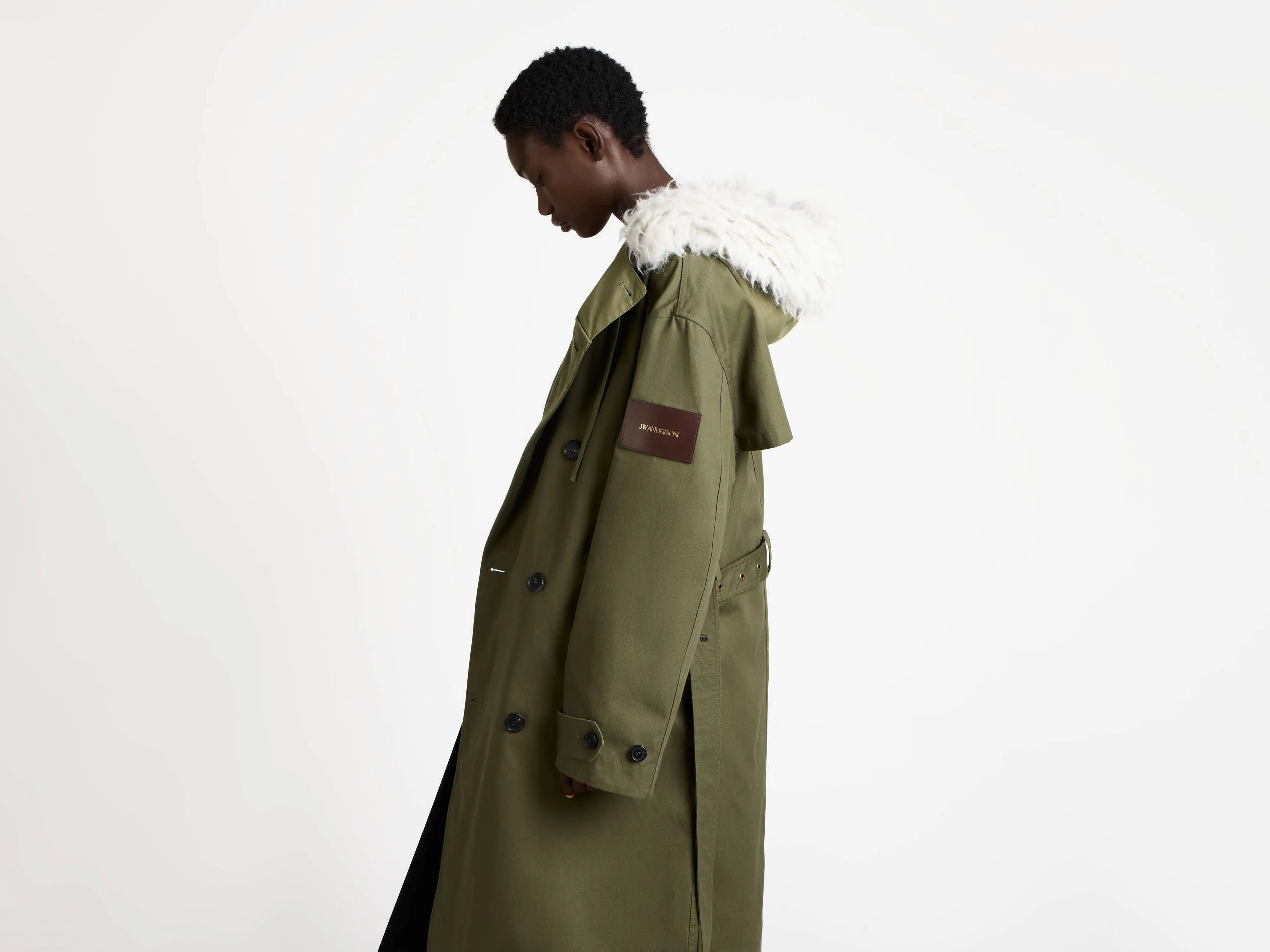 WOMENS DOUBLE BREASTED PARKA IN HUNTER GREEN sold by J.W. Anderson