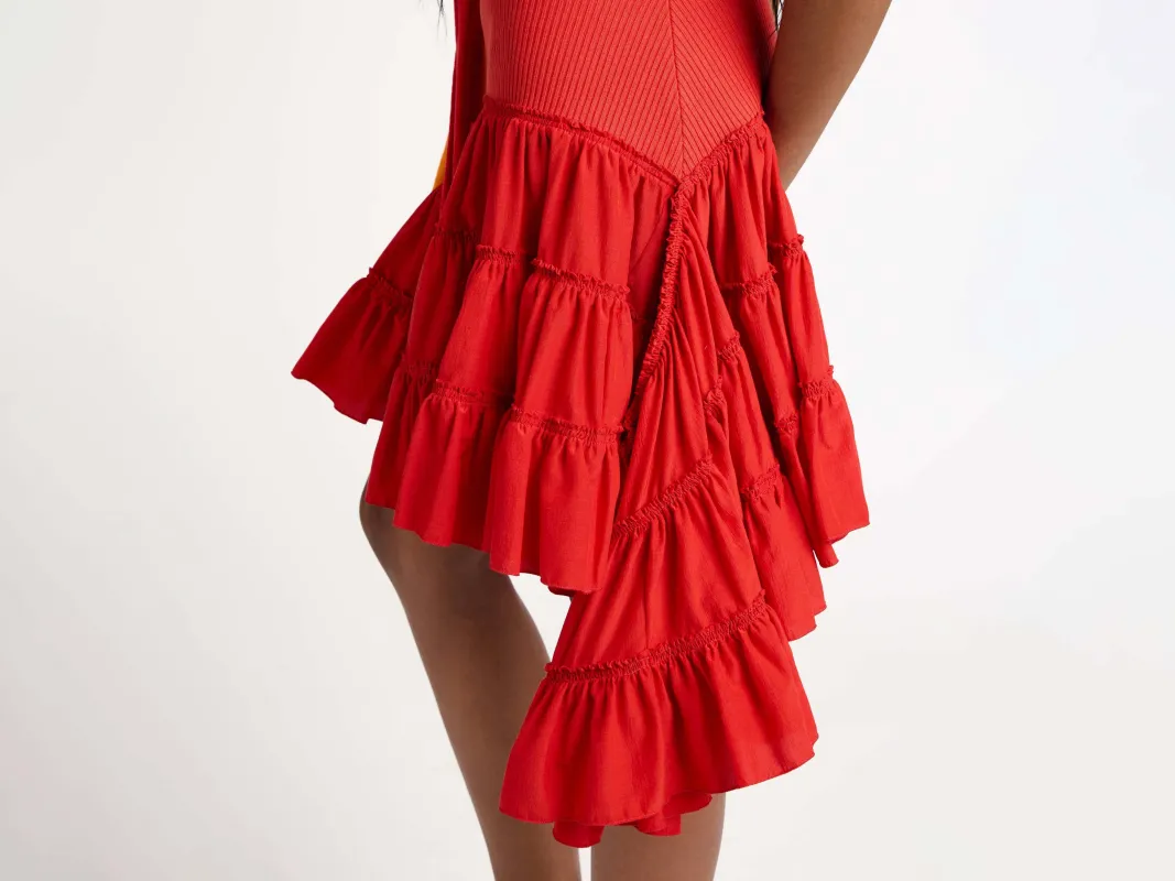 WOMENS RUFFLE SKIRT IN RED made by J.W. Anderson