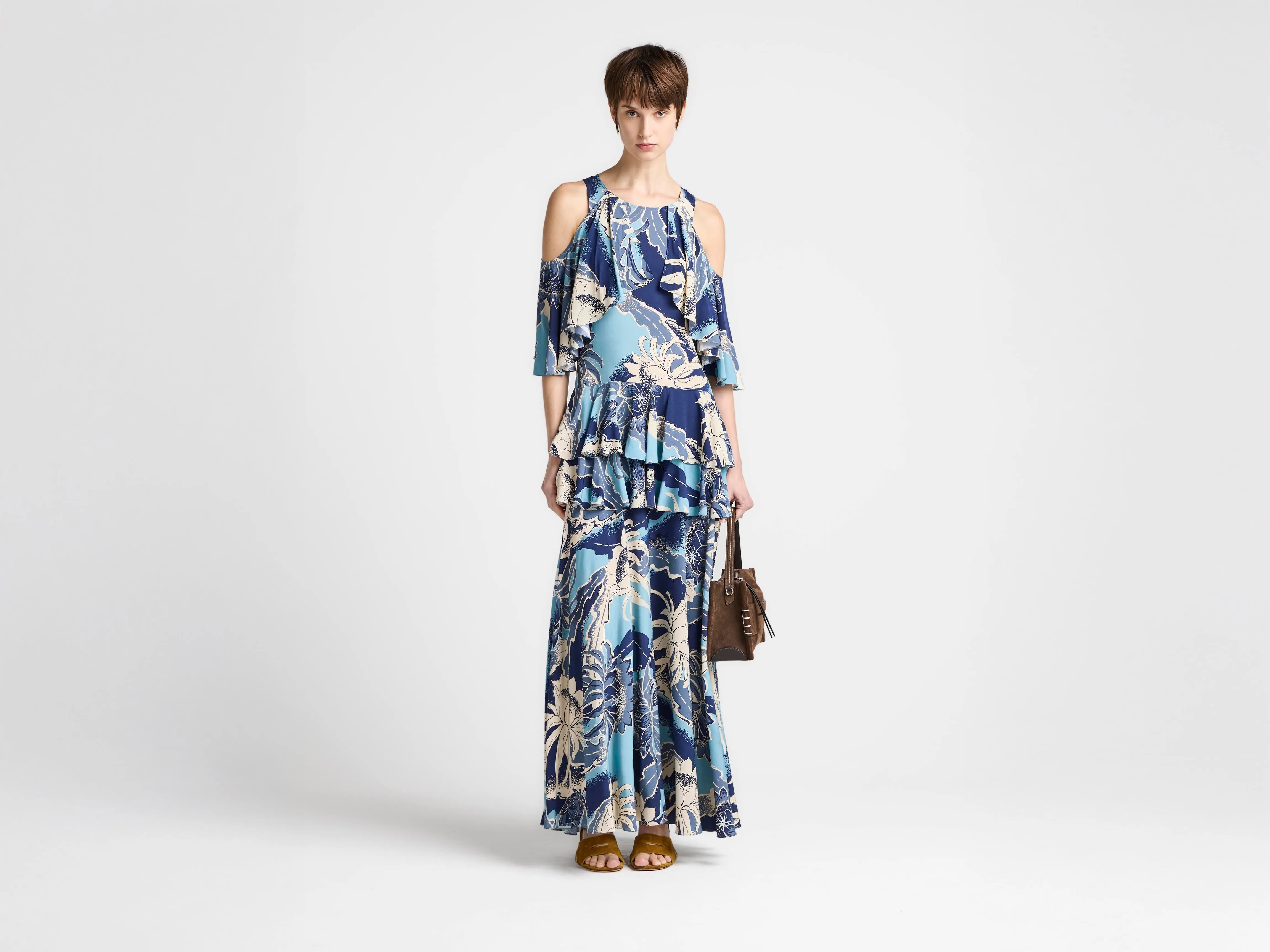 WOMENS RUFFLE DRESS IN SAPPHIRE BLUE sold by J.W. Anderson