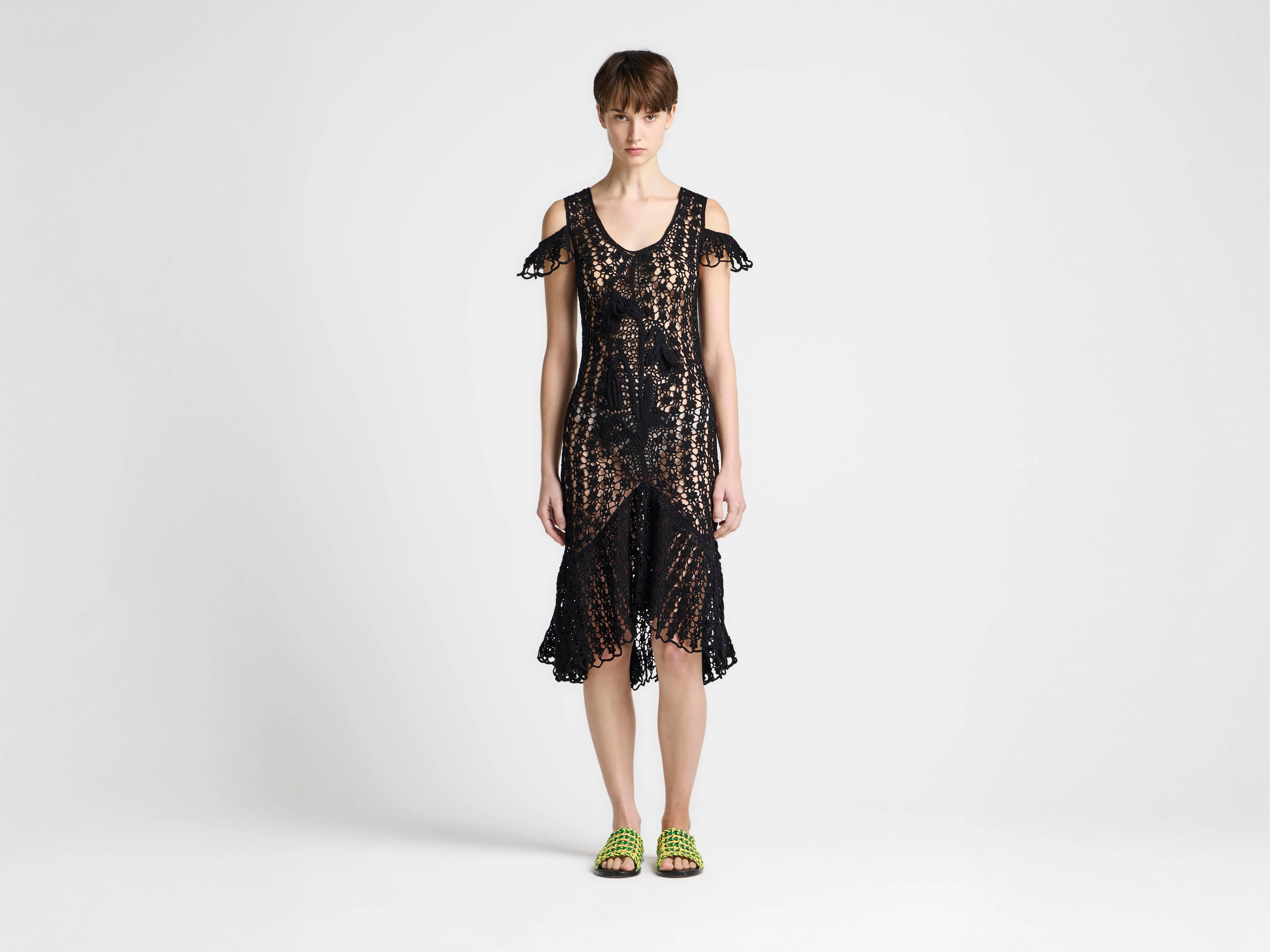 WOMENS SNOWDROP DETAIL CROCHET DRESS IN BLACK sold by J.W. Anderson product image thumbnail 4