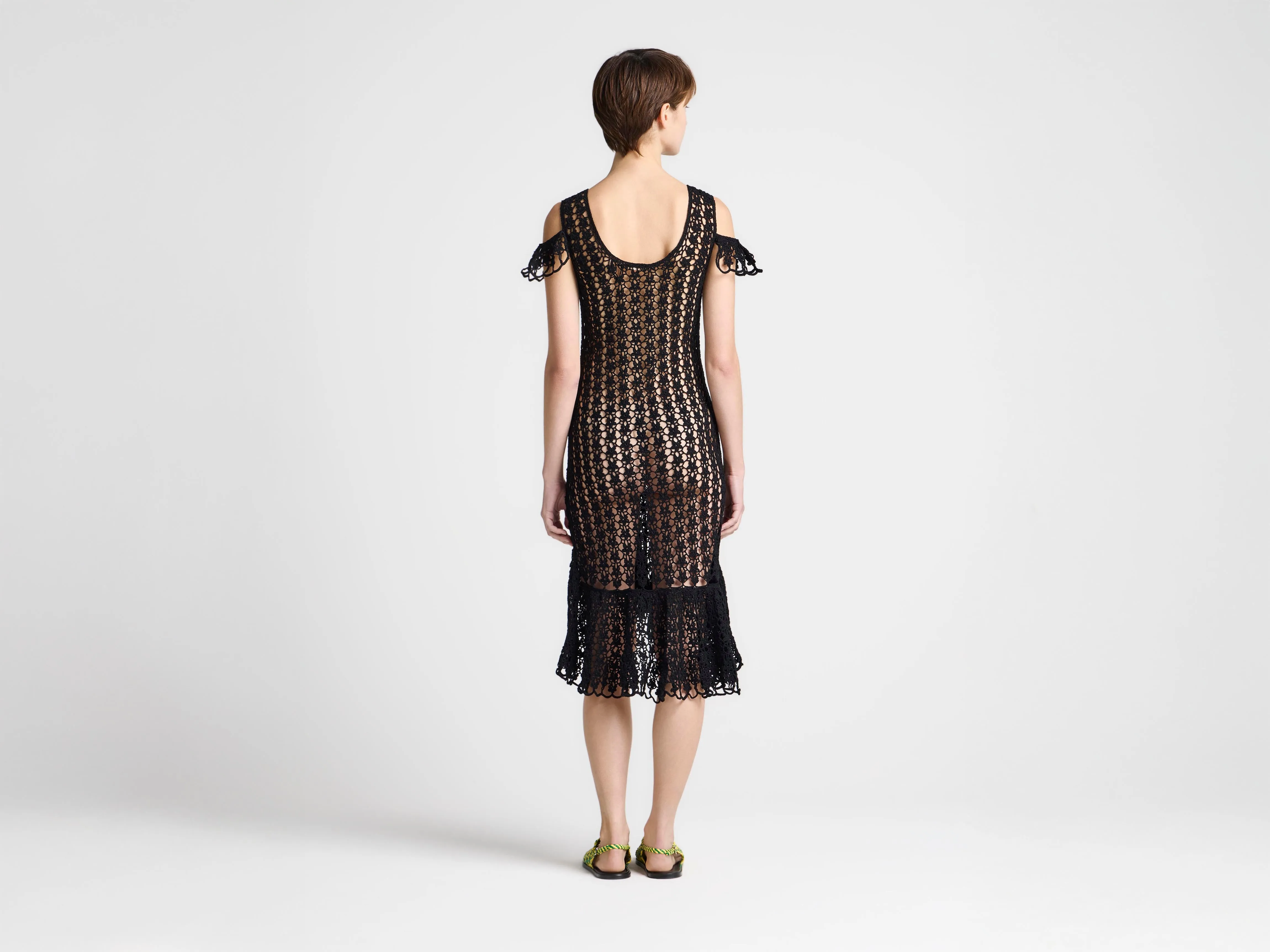 WOMENS SNOWDROP DETAIL CROCHET DRESS IN BLACK sold by J.W. Anderson product image thumbnail 2