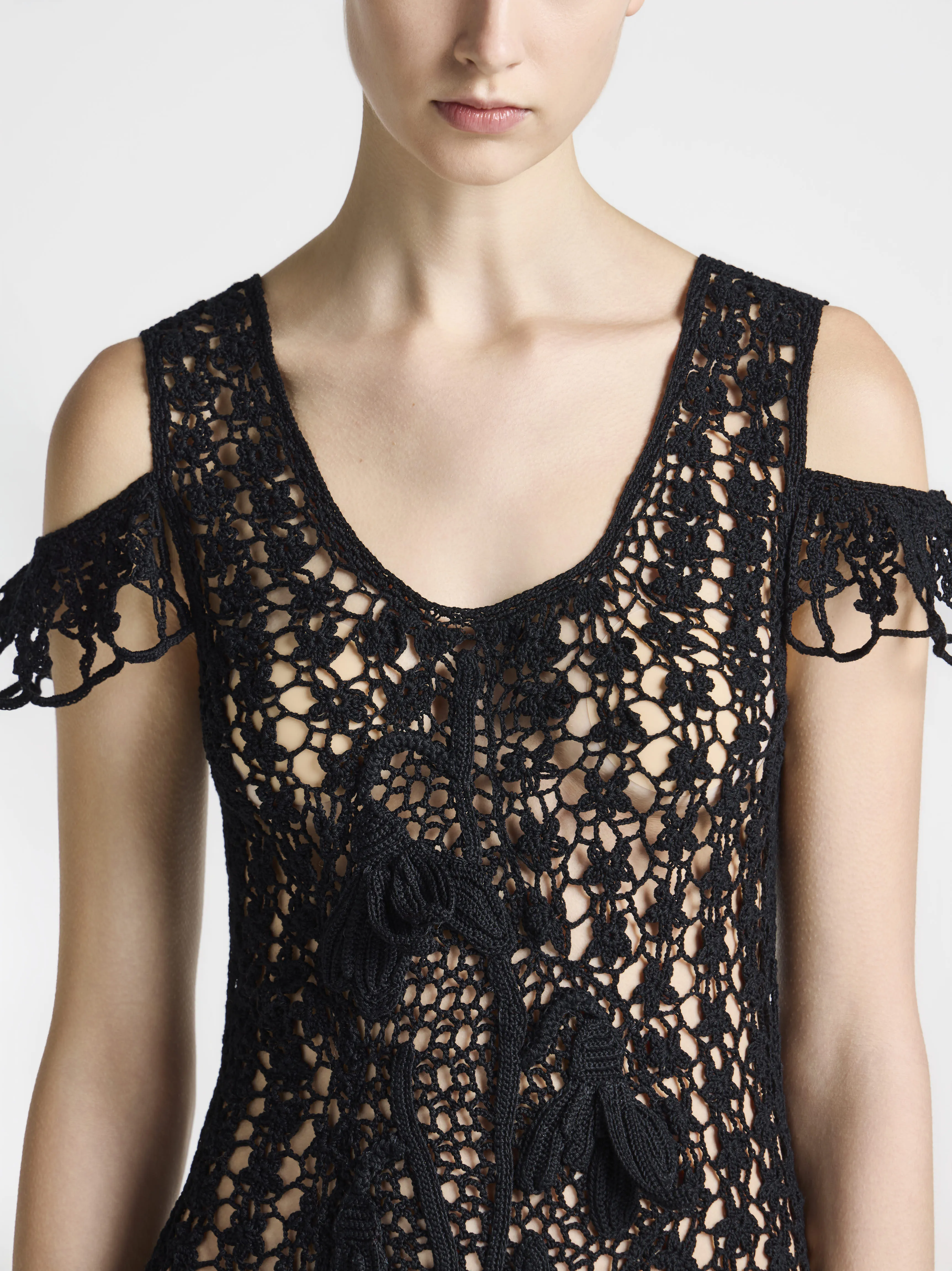 WOMENS SNOWDROP DETAIL CROCHET DRESS IN BLACK sold by J.W. Anderson