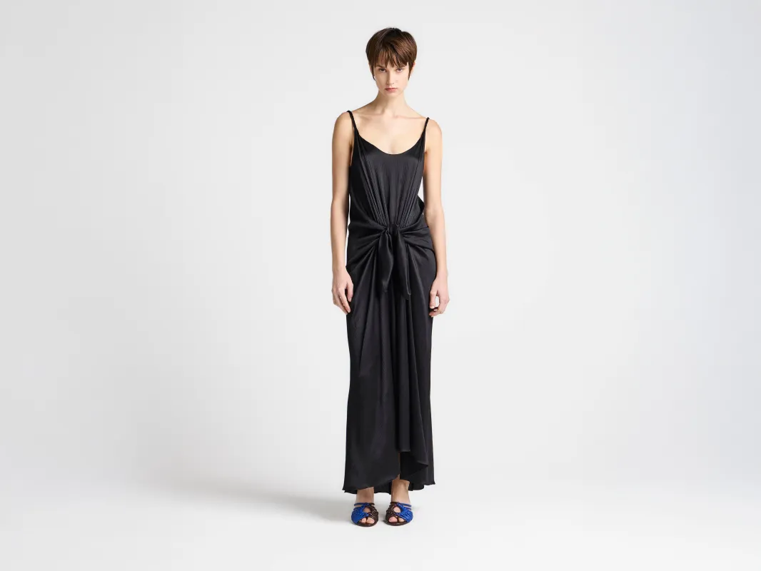 WOMENS KNOTTED WAIST LONGLINE DRESS IN BLACK made by J.W. Anderson