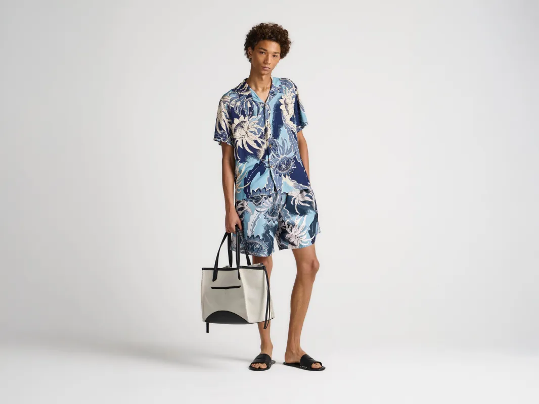 MENS CAMP COLLARED SHIRT IN SAPPHIRE BLUE made by J.W. Anderson