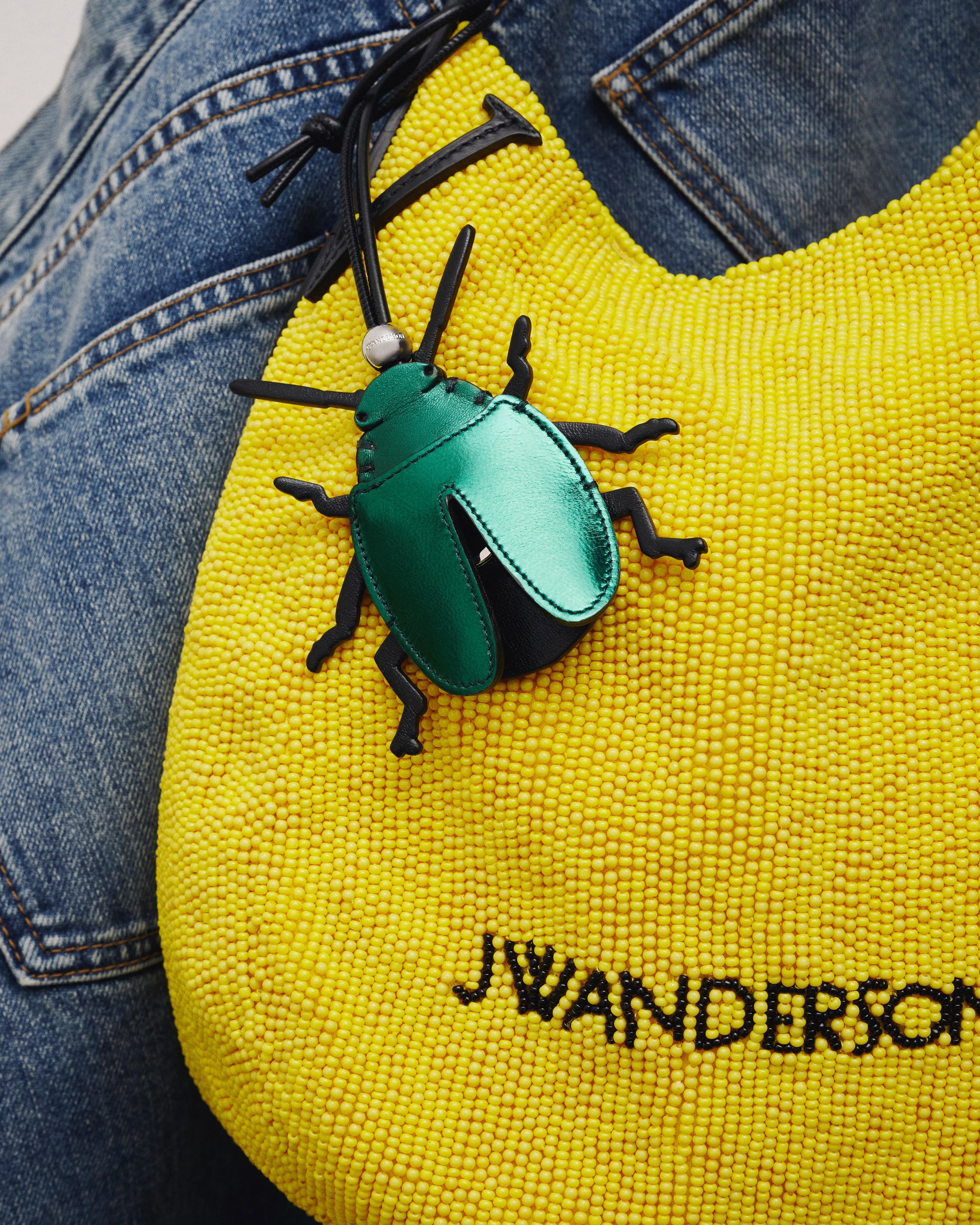 LEATHER BEETLE CHARM IN GREEN & BLACK sold by J.W. Anderson product image thumbnail 3