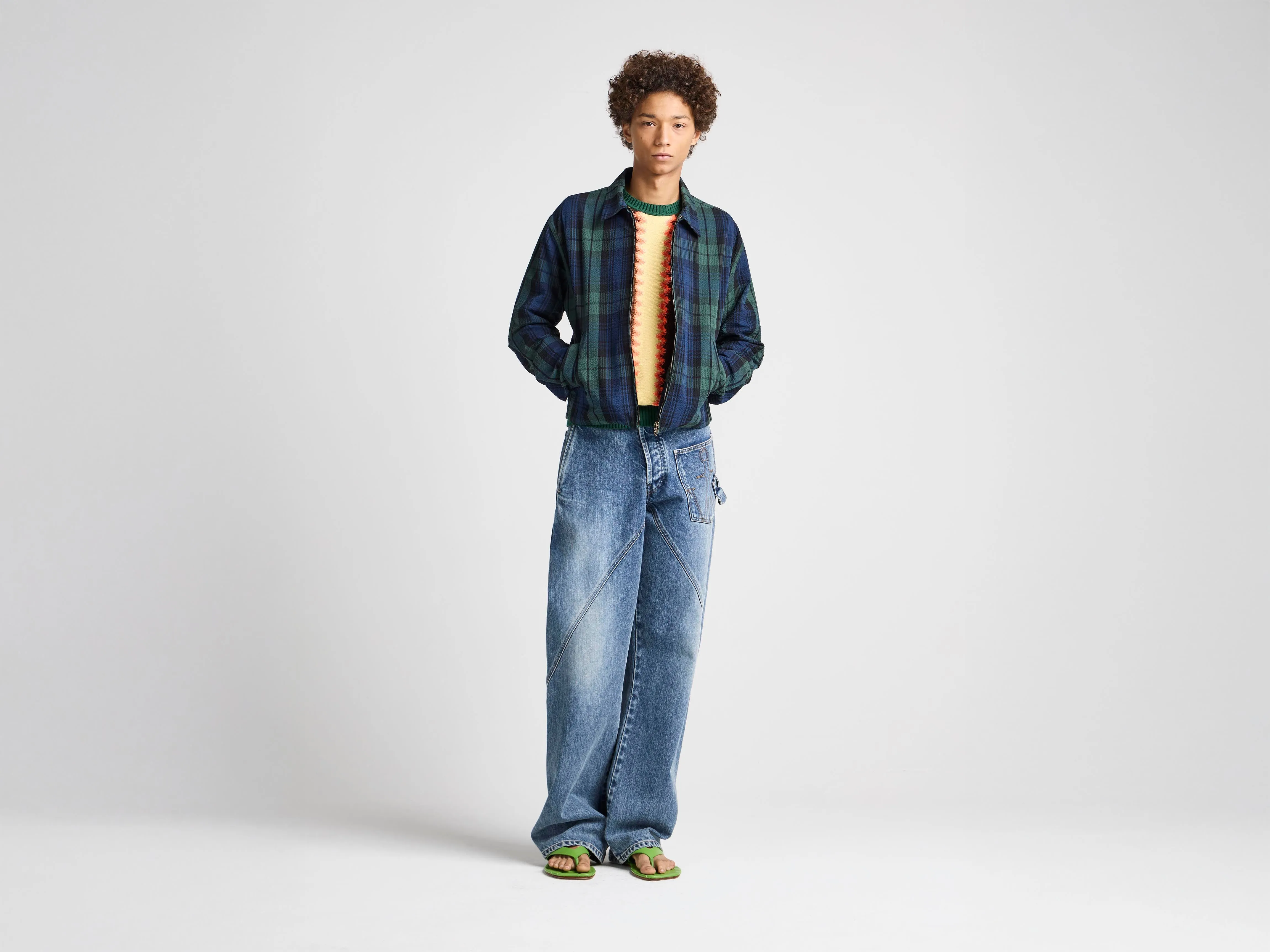 MENS FRONT ZIP BLOUSON IN NAVY & GREEN sold by J.W. Anderson product image thumbnail 4