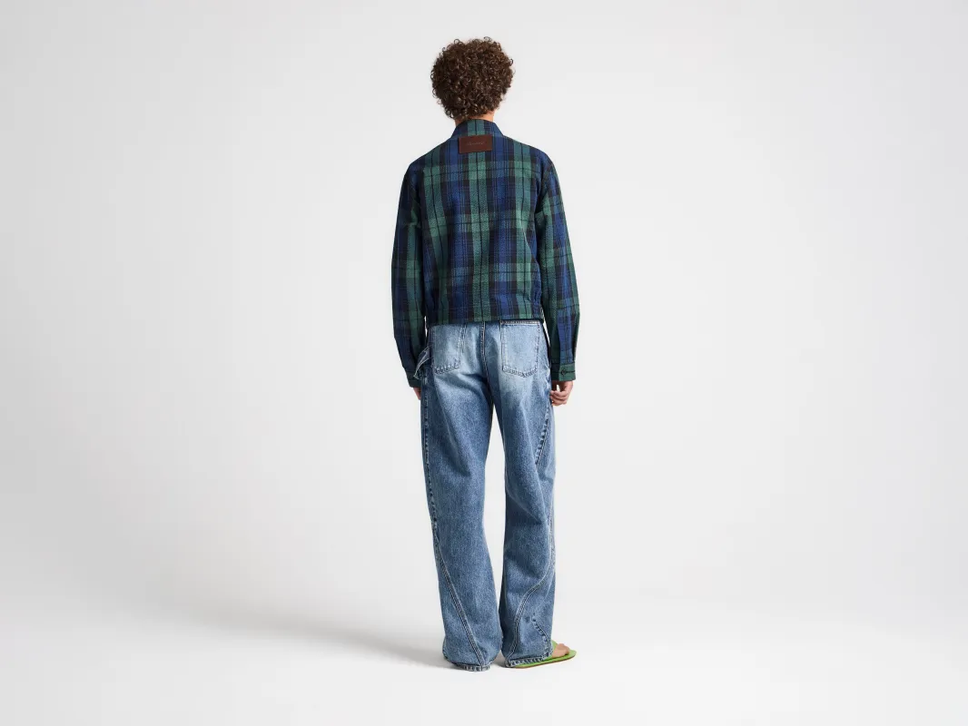 MENS FRONT ZIP BLOUSON IN NAVY & GREEN made by J.W. Anderson